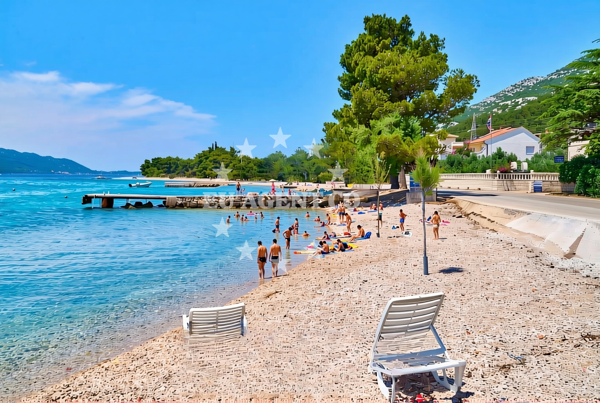 Shoreline and swimming area at Perna sredina, Kučište Beach in Perna sredina