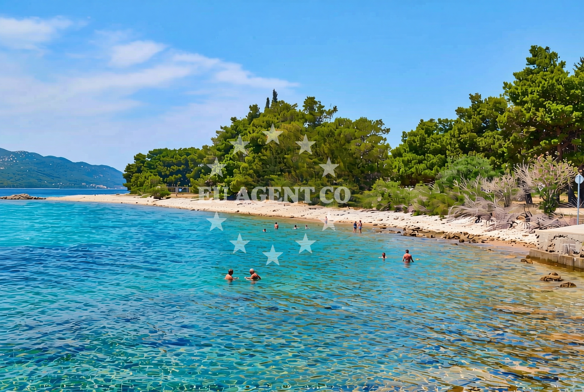 Shoreline and swimming area at Perna zapad, Kučište Beach in Perna zapad