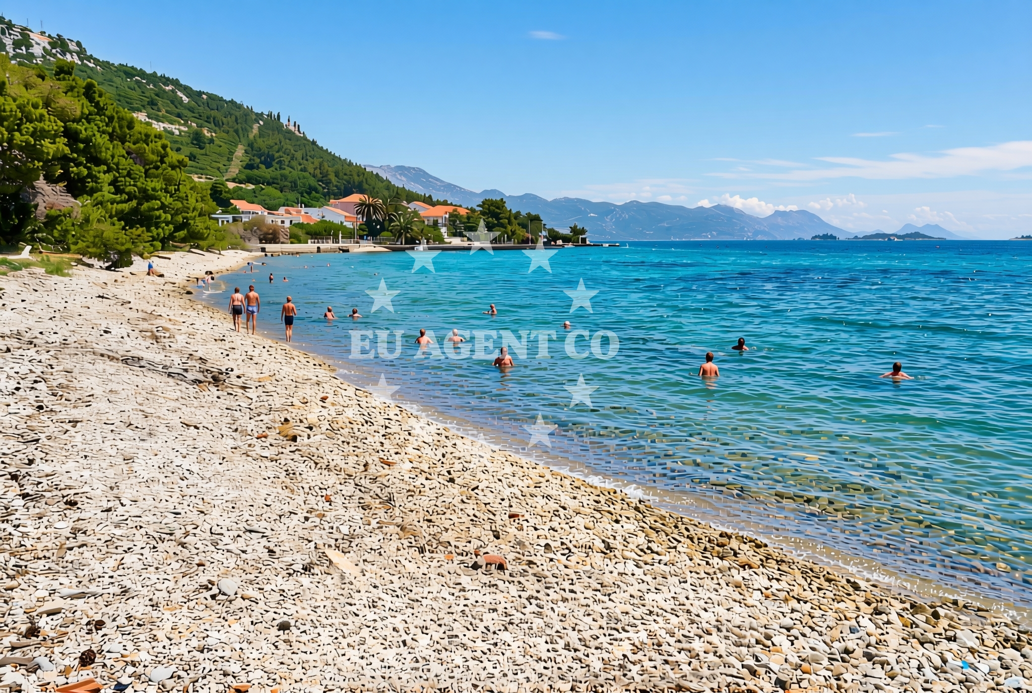 Beach facilities and surroundings at Perna zapad, Kučište Beach in Perna zapad