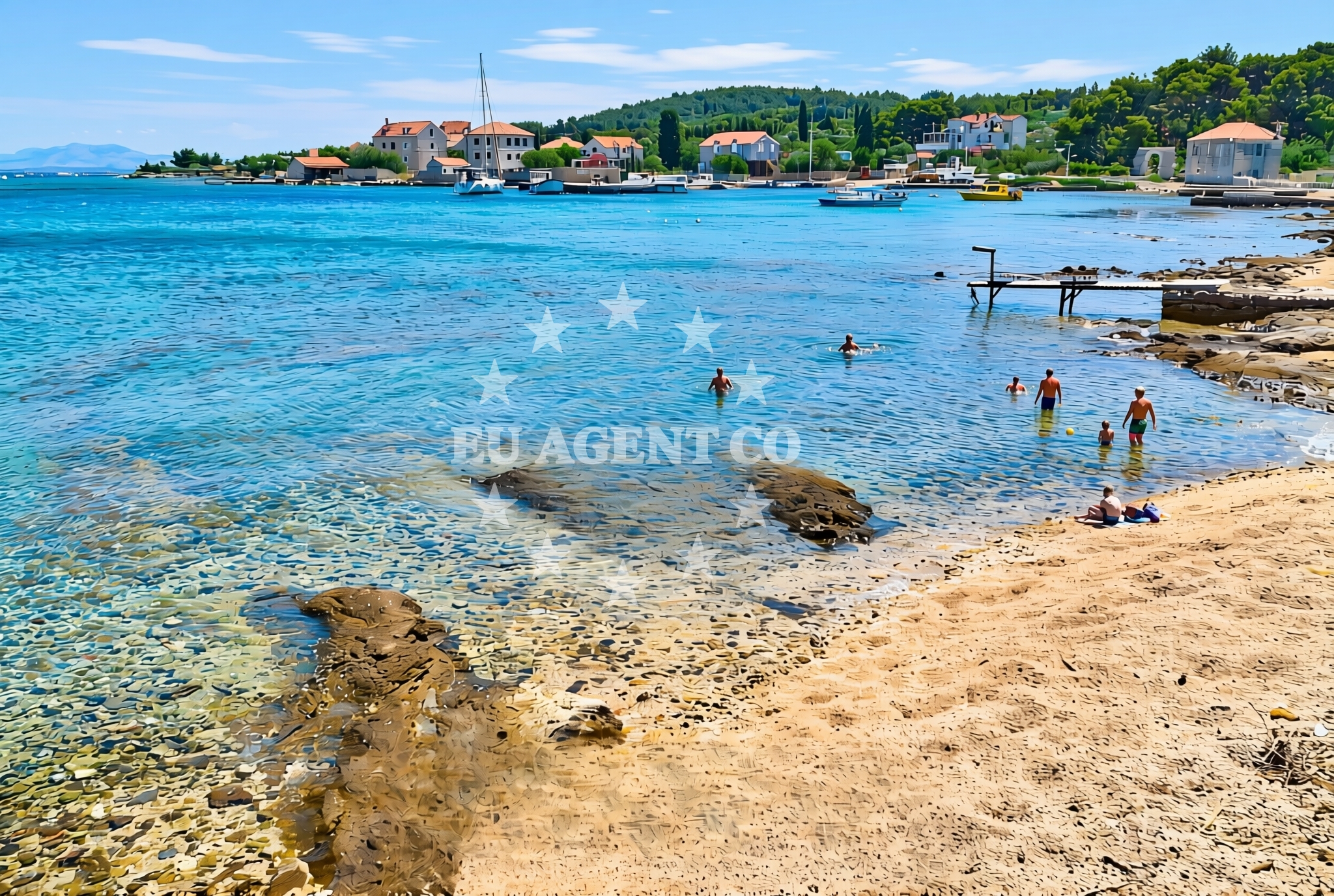 Overview of Perolin gat jug, Prvić Šepurine (Prvić) Beach in Perolin gat jug