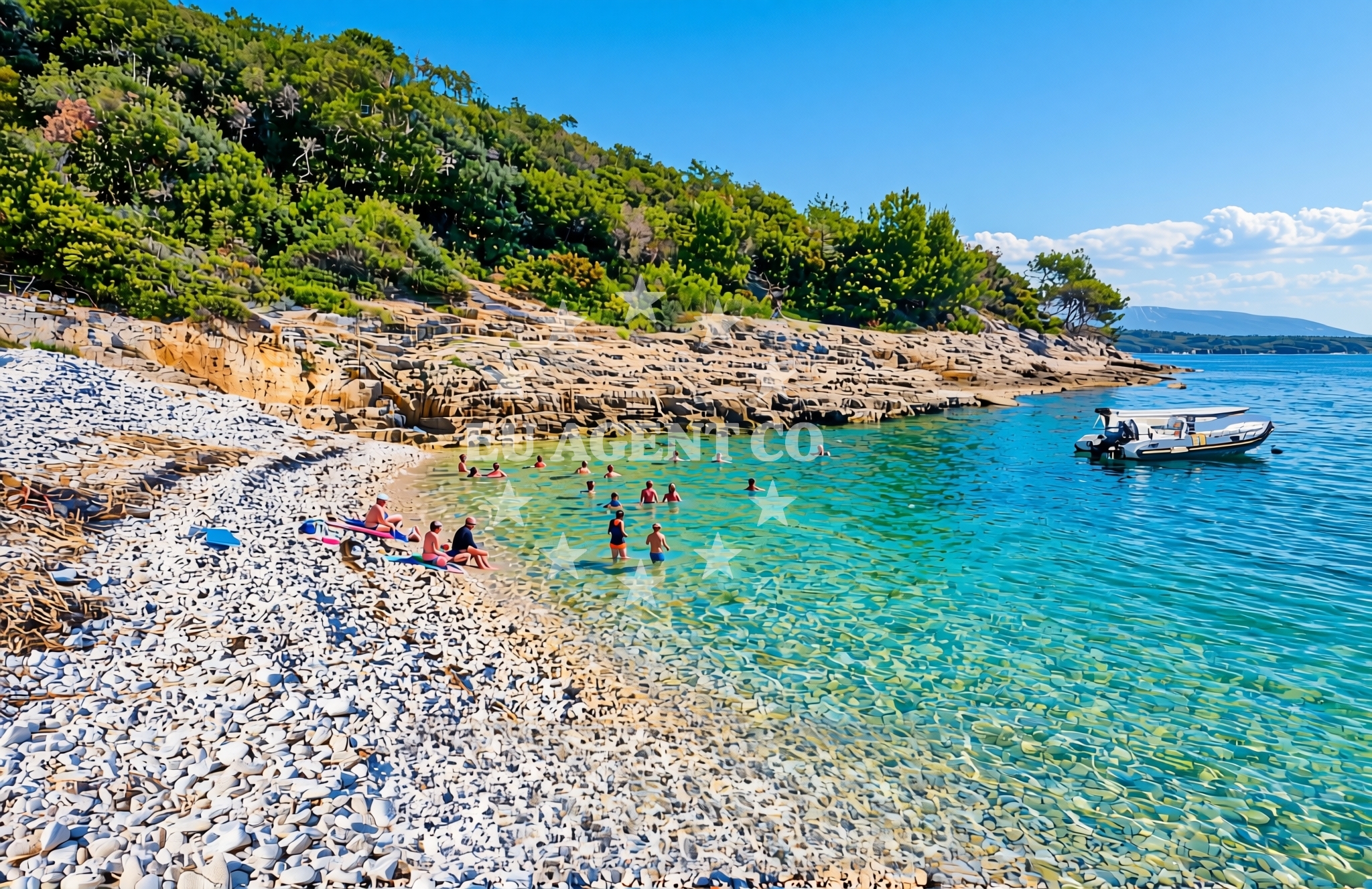 Overview of Peruški: beaches and coves (3) in Peruški