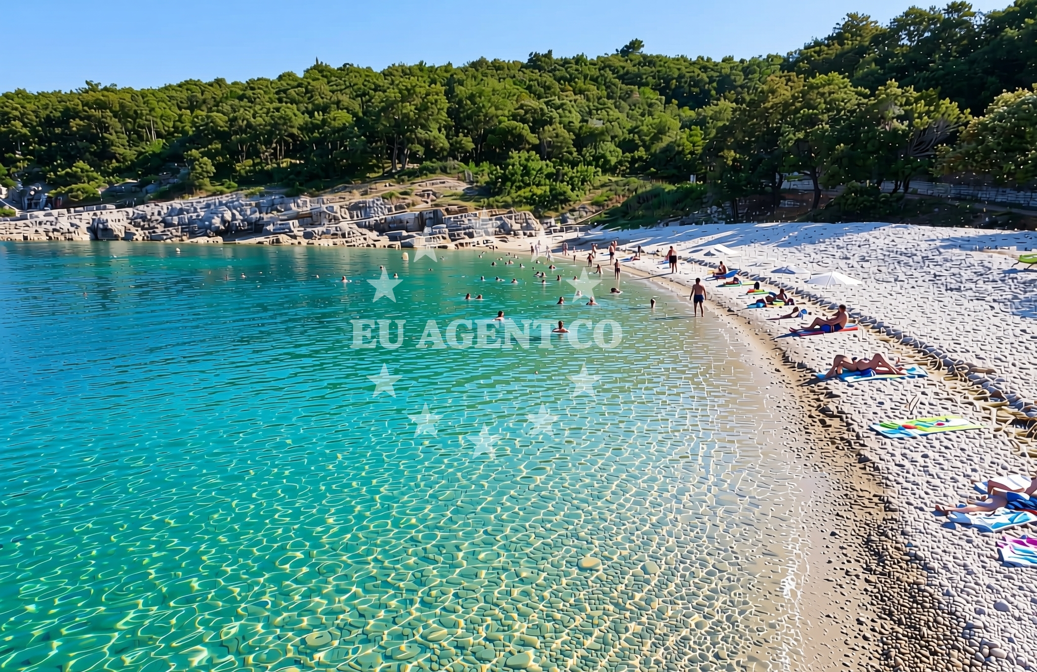 Shoreline and swimming area at Peruški: beaches and coves (3) in Peruški