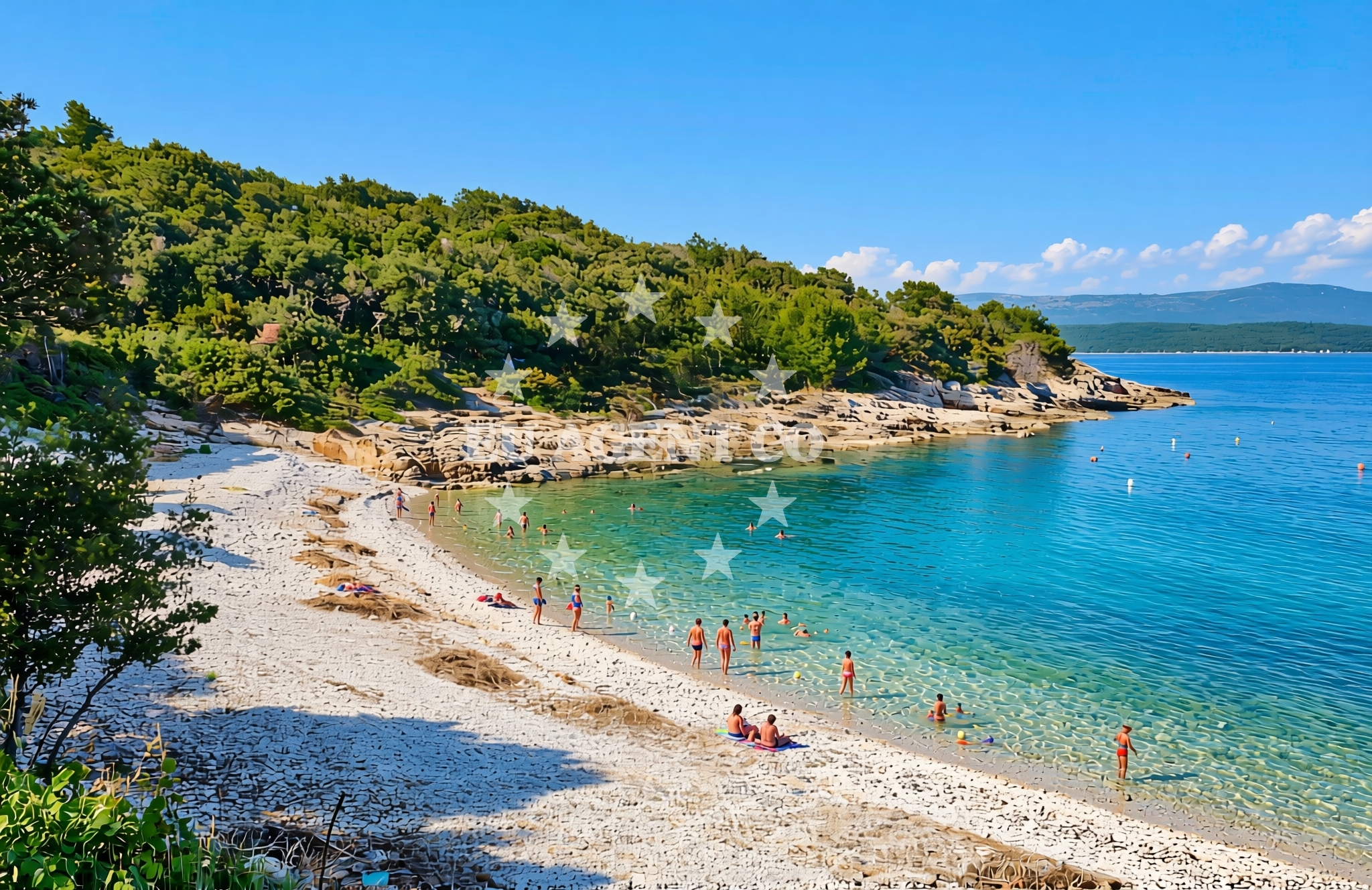 Sea and coastal view of Peruški: beaches and coves (3) in Peruški