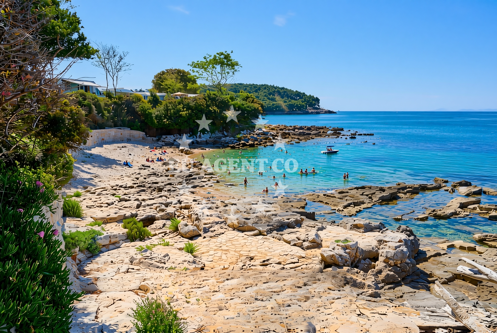 Shoreline and swimming area at Peškera, Banjole Beach in Peškera