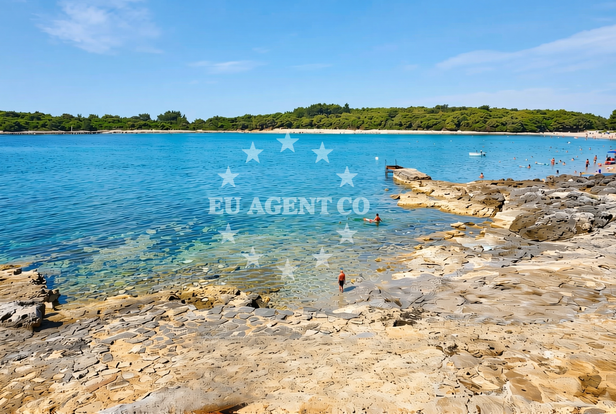 Sea and coastal view of Peškera, Banjole Beach in Peškera