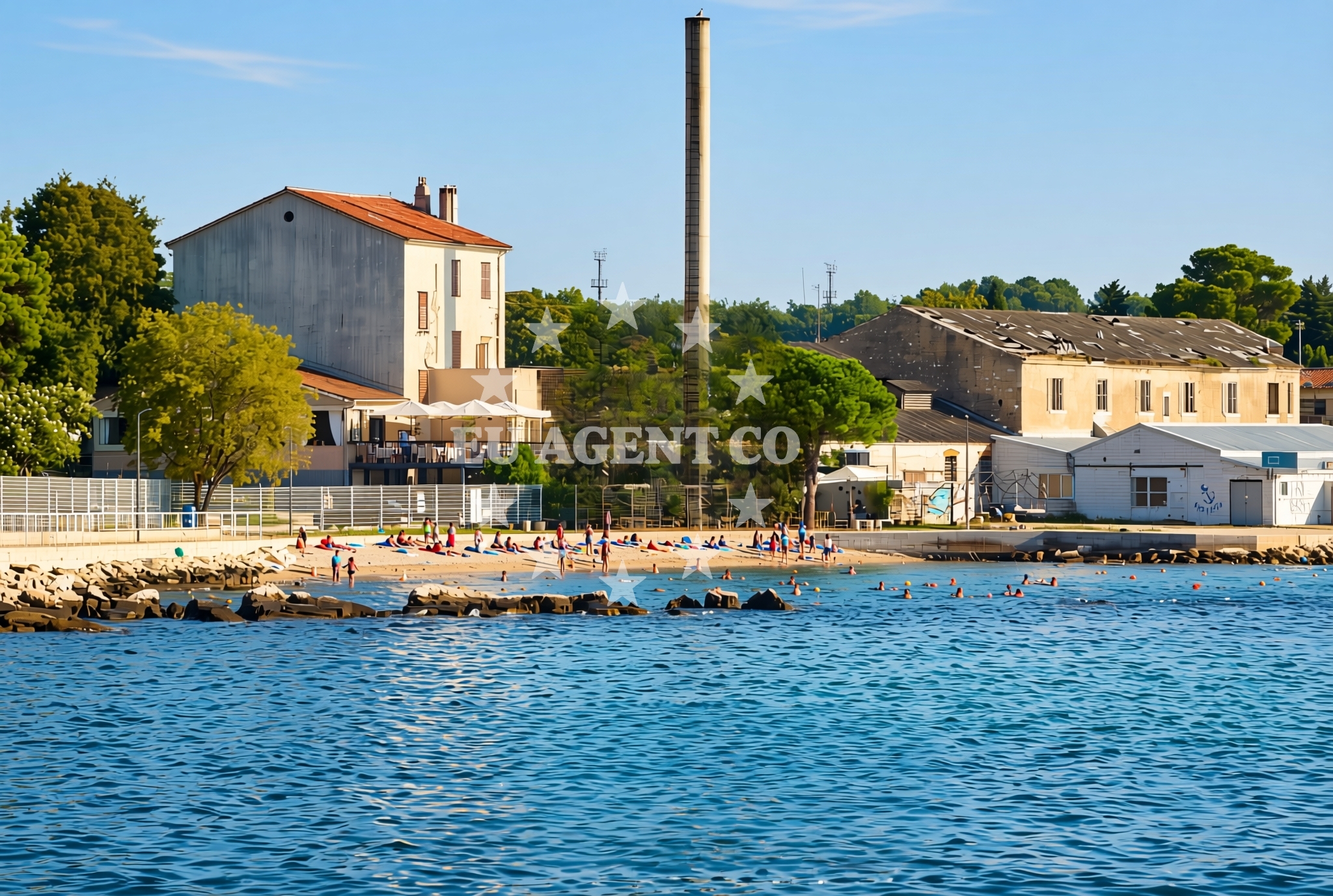 Shoreline and swimming area at Peškera, Poreč Beach in Peškera