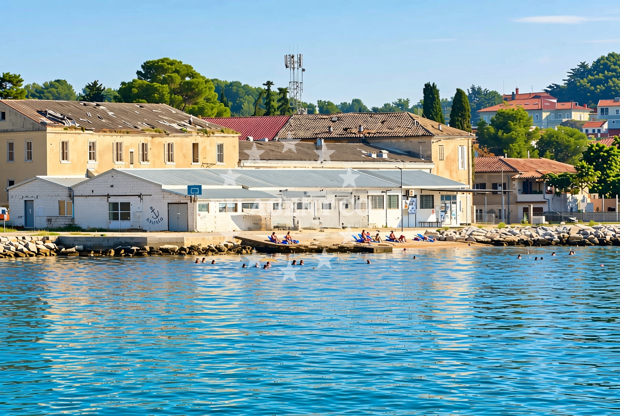 Sea and coastal view of Peškera, Poreč Beach in Peškera