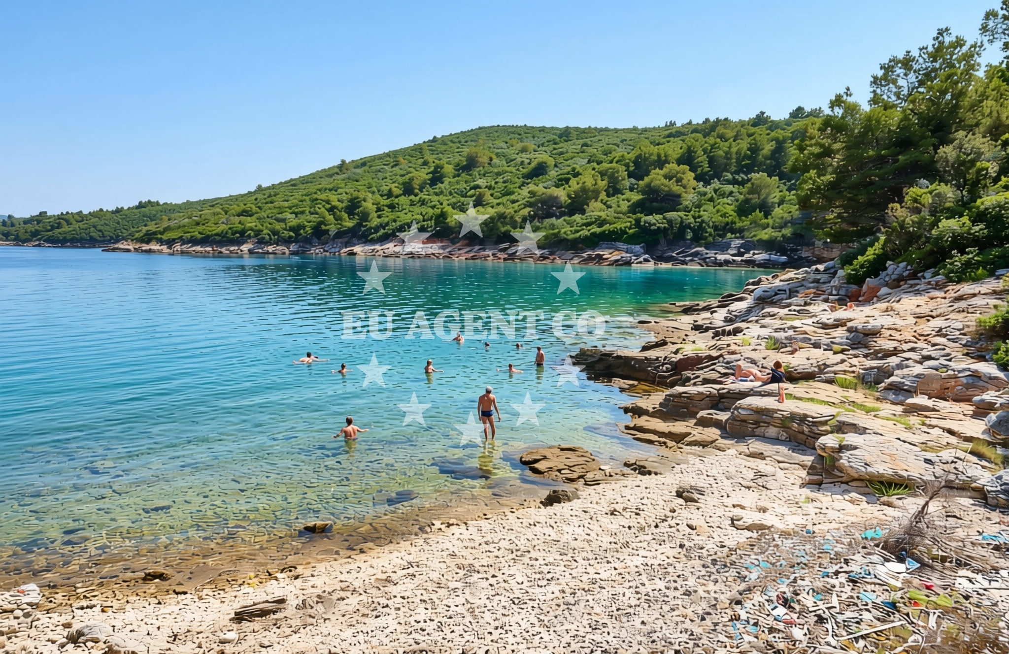 Shoreline and swimming area at Pestehovac istok, Rava (Rava) Beach in Pestehovac istok