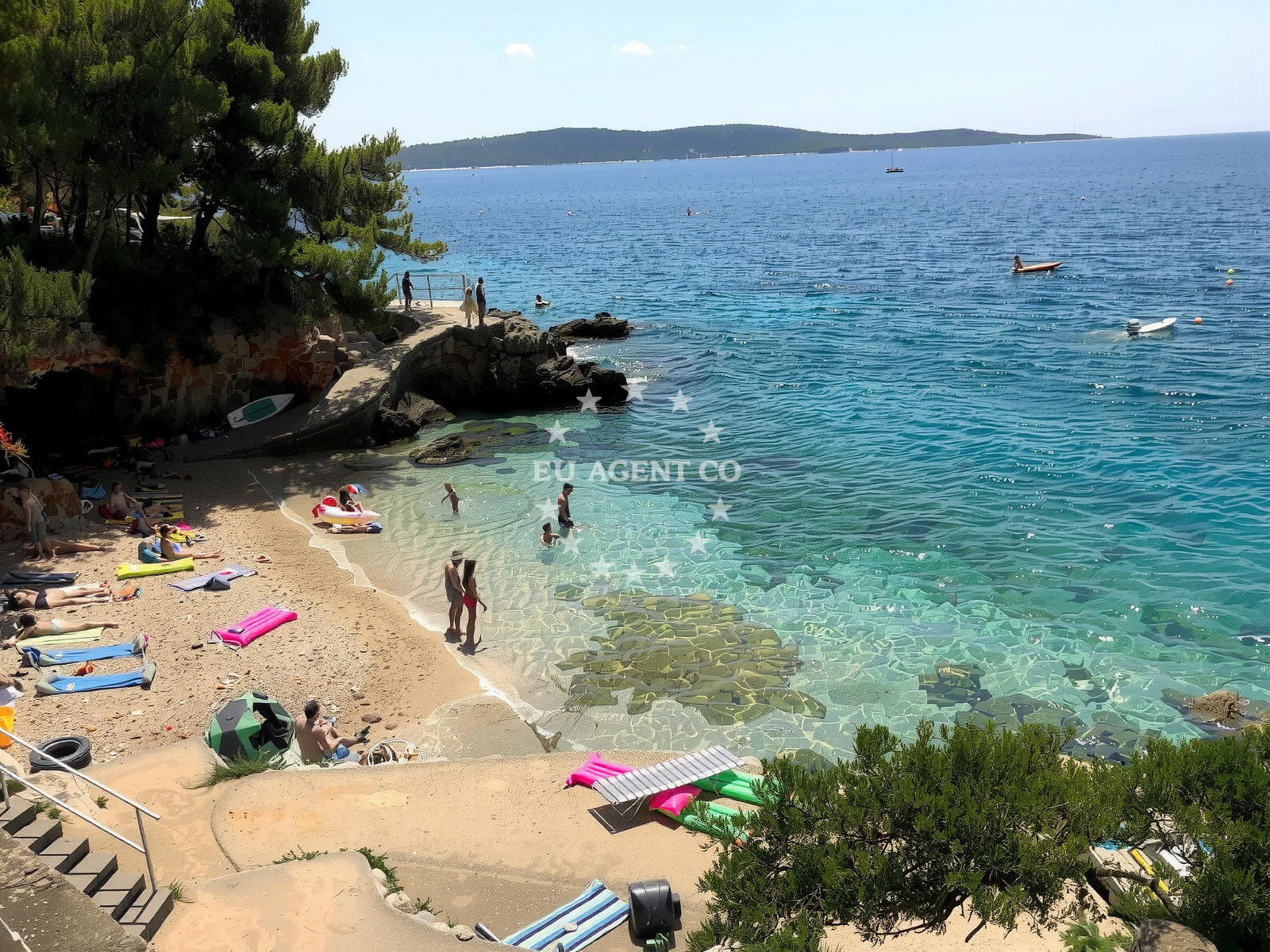 Shoreline and swimming area at Petarcica beach in Zavala 188 ground floor, Zavala