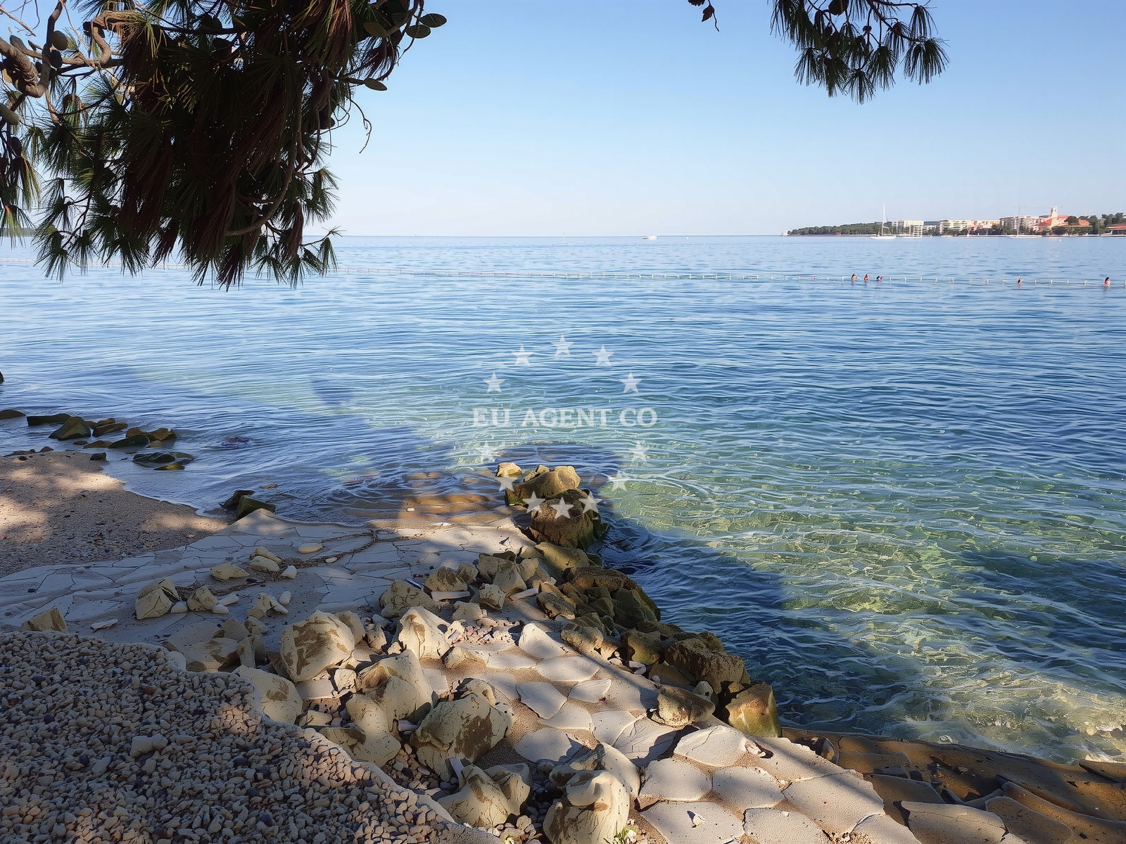 Sea and coastal view of Petrcane beach in , Petrcane