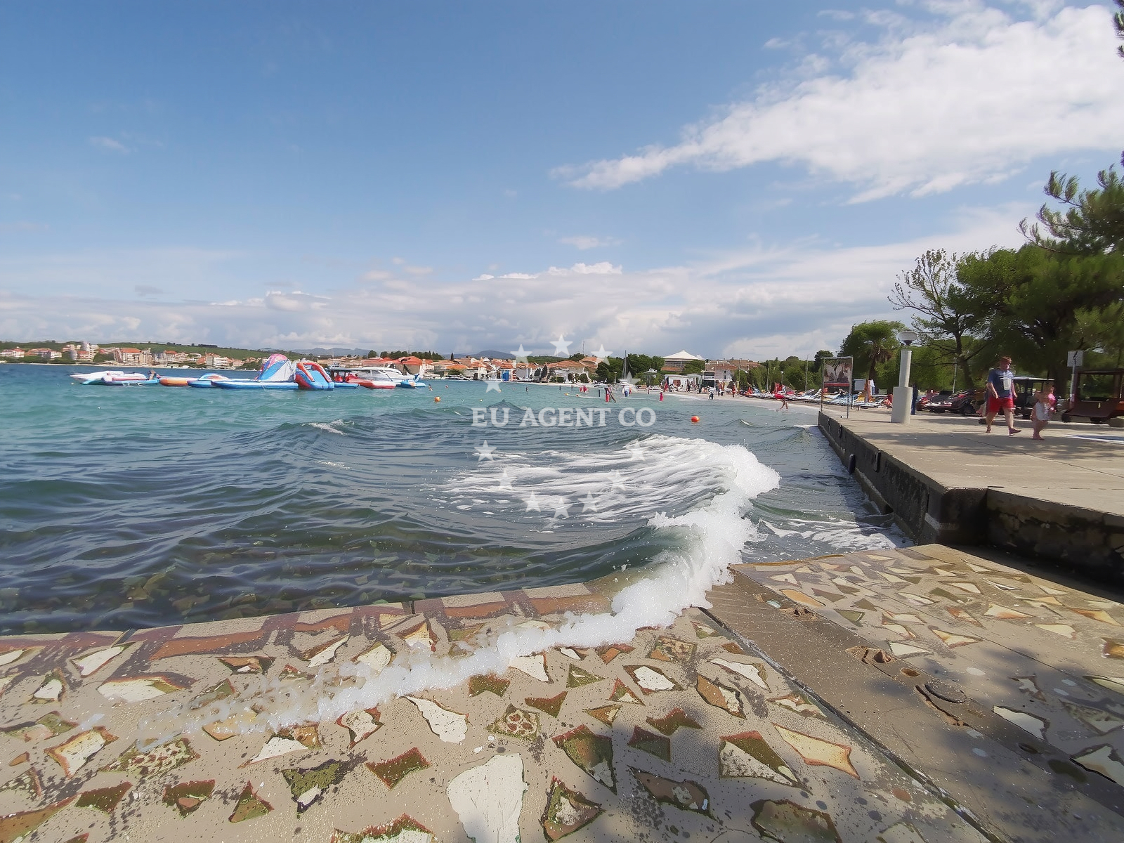 Beach facilities and surroundings at Petrcane beach in , Petrcane