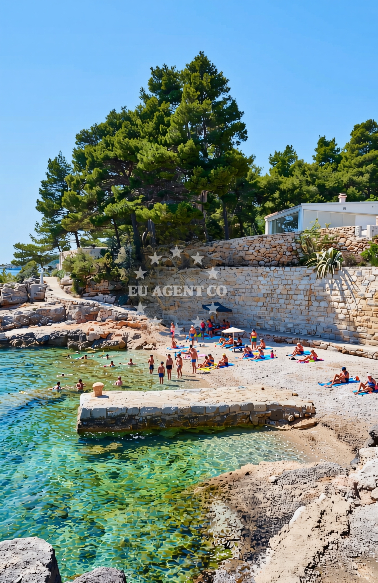 Shoreline and swimming area at Petrovac, Zavala (Jelsa) (Hvar) Beach in Petrovac