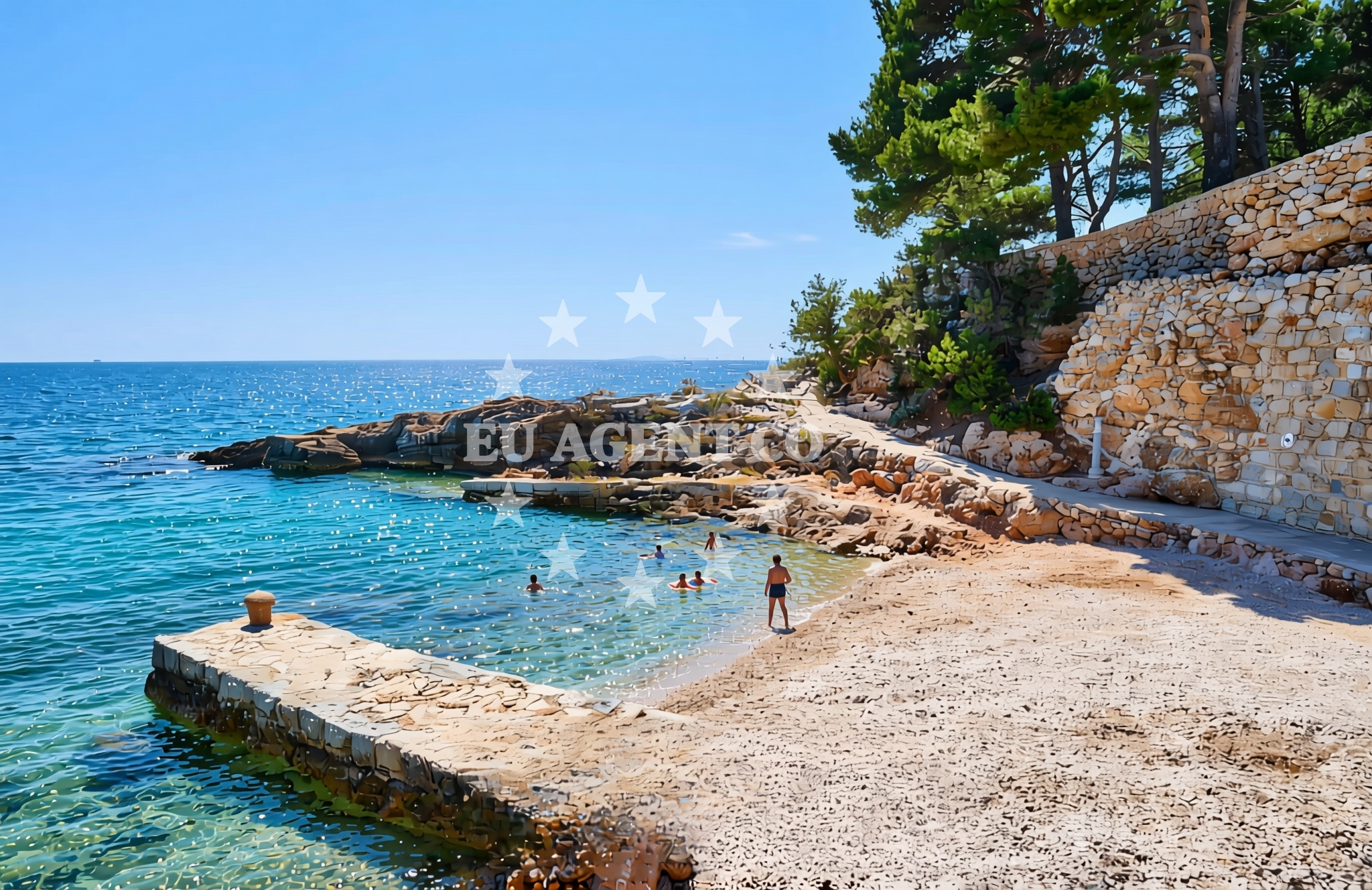 Sea and coastal view of Petrovac, Zavala (Jelsa) (Hvar) Beach in Petrovac