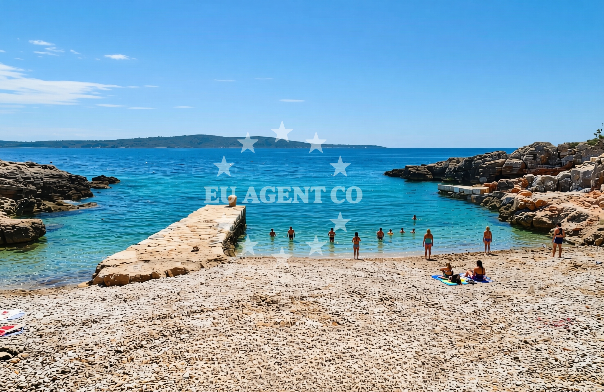 Beach facilities and surroundings at Petrovac, Zavala (Jelsa) (Hvar) Beach in Petrovac