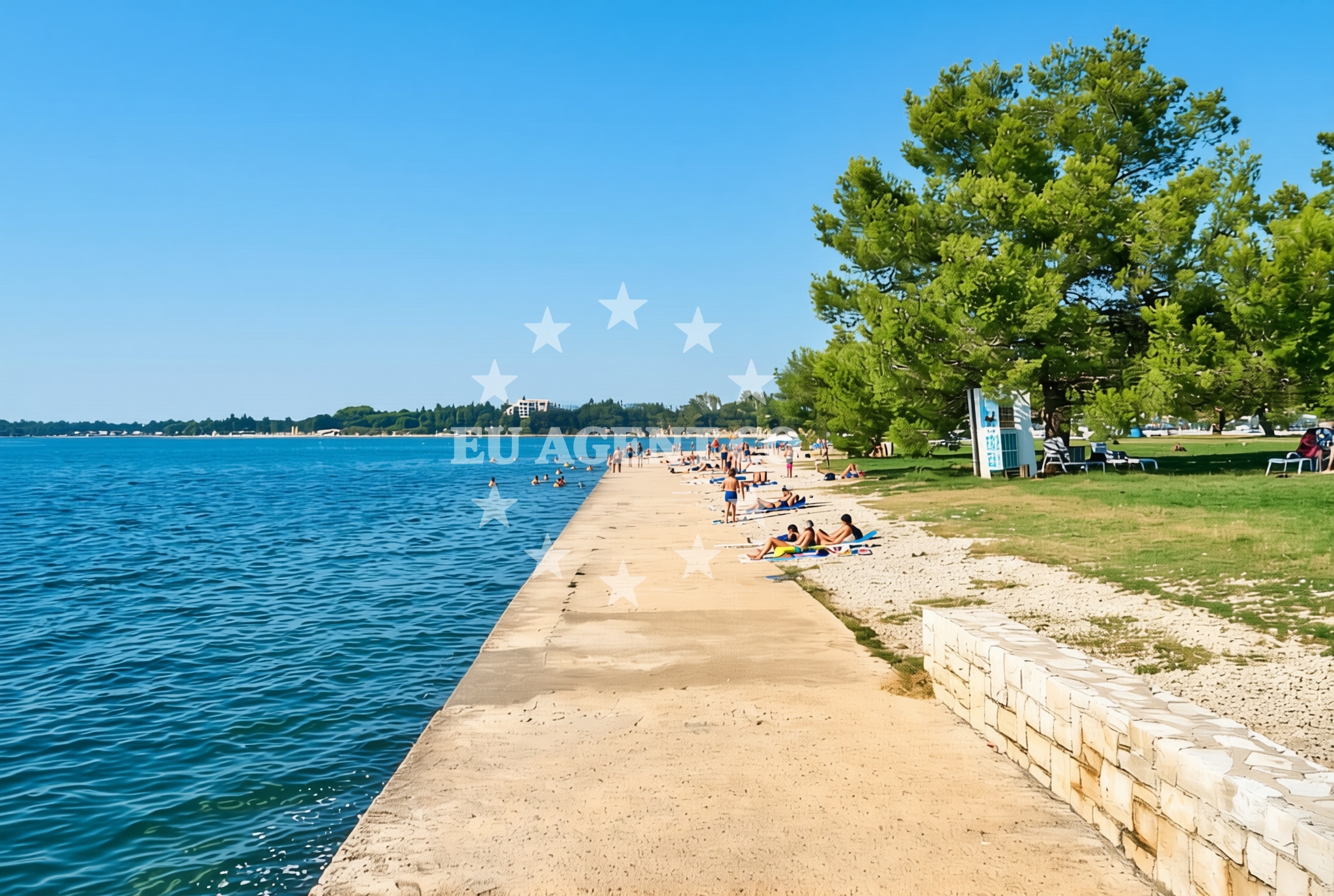 Shoreline and swimming area at Pical, Poreč Beach in Pical