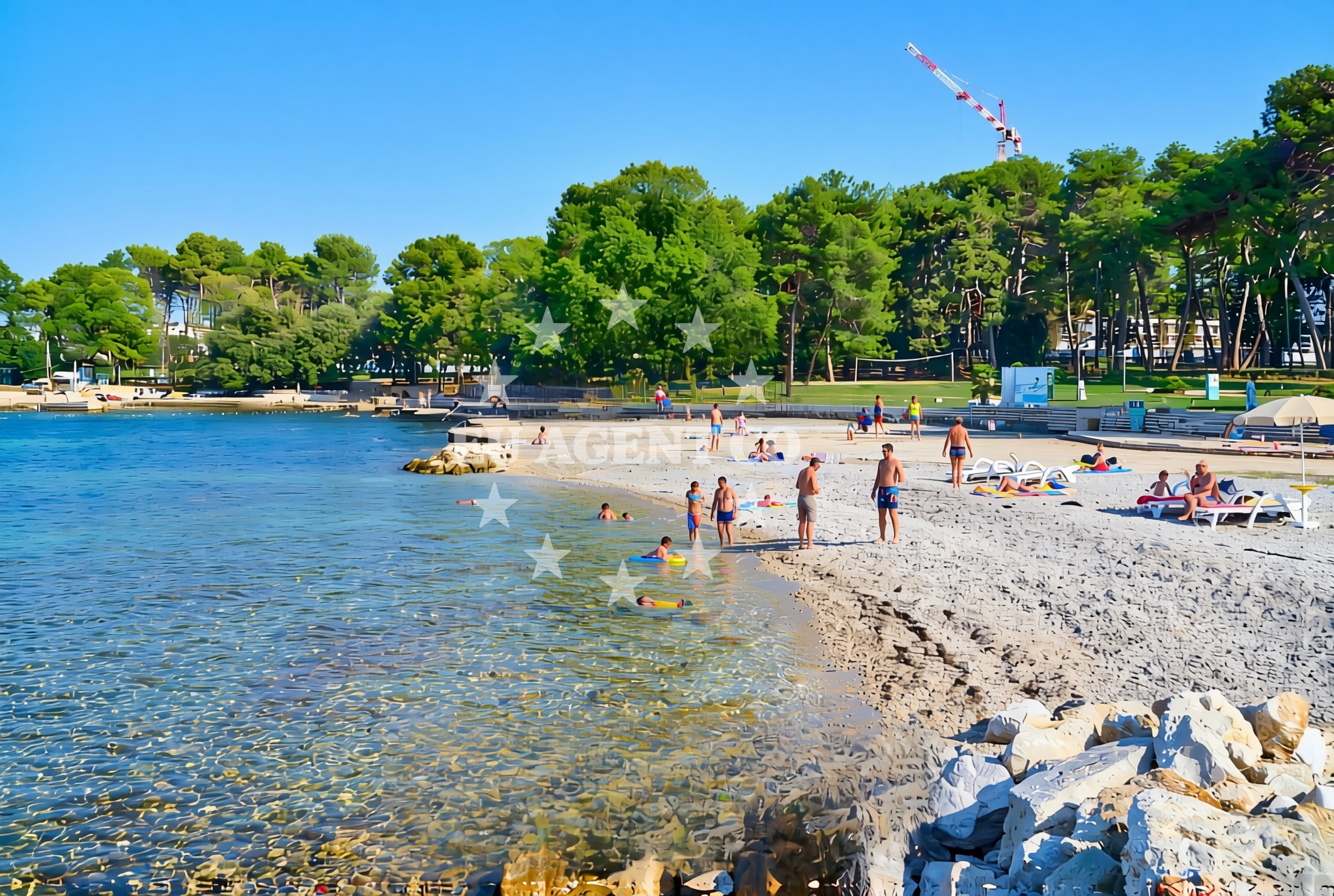 Sea and coastal view of Pical, Poreč Beach in Pical