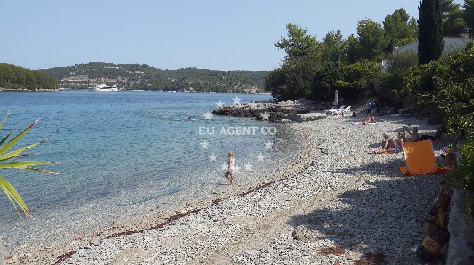 Overview of Picena beach in picena 9, Vela Luka