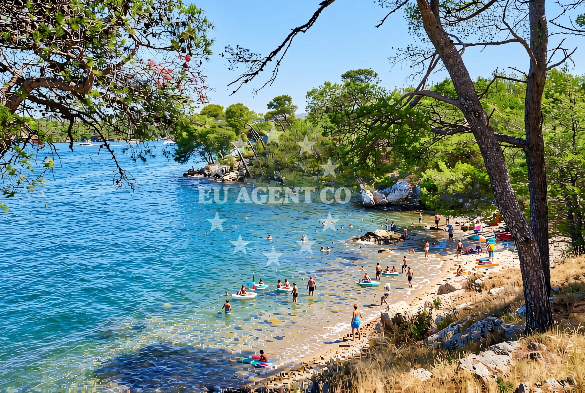 Shoreline and swimming area at Pidoće istok, Šibenik Beach in Pidoće istok