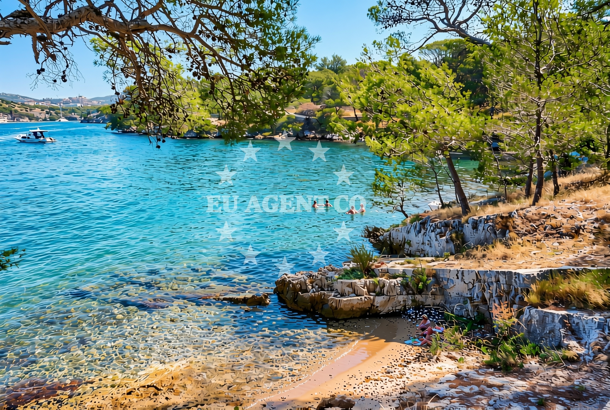 Shoreline and swimming area at Pidoće zapad, Šibenik Beach in Pidoće zapad