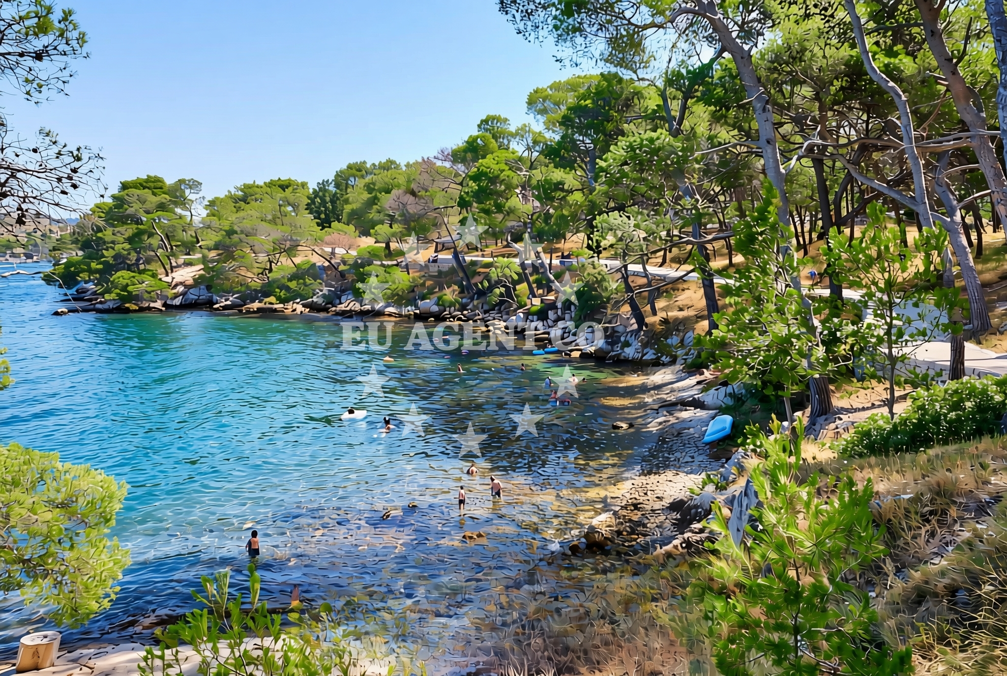 Sea and coastal view of Pidoće zapad, Šibenik Beach in Pidoće zapad
