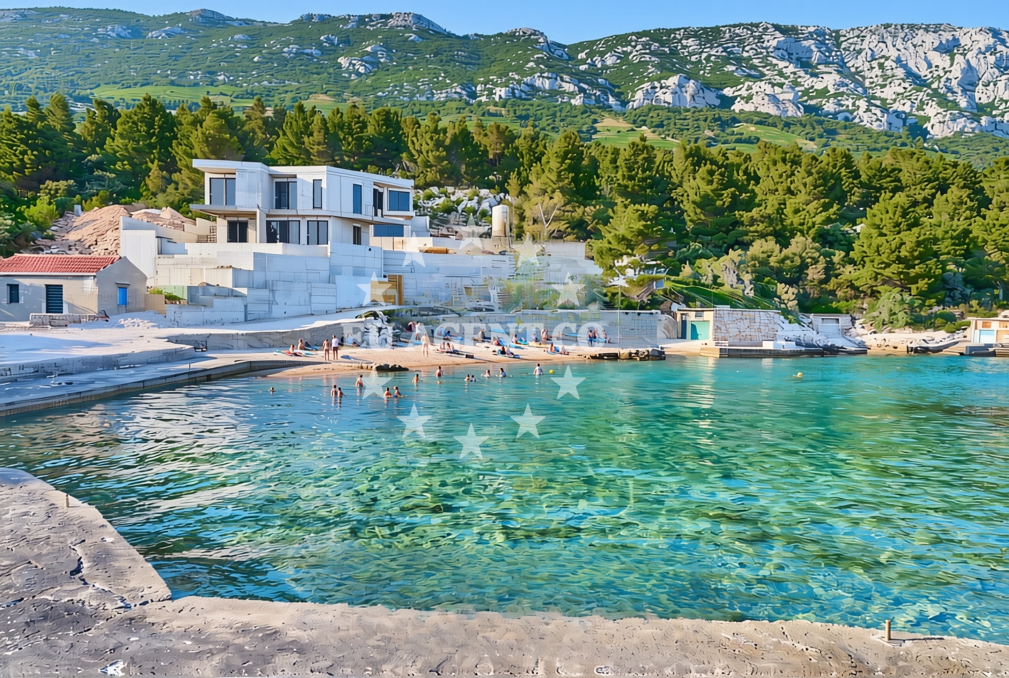Sea and coastal view of Pijavičino: beaches and coves (1) in Pijavičino