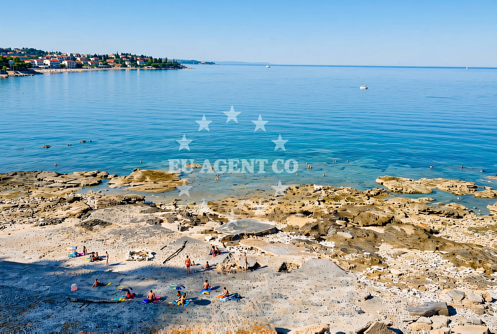 Beach facilities and surroundings at Pineta, Novigrad (Istarska županija) Beach in Pineta