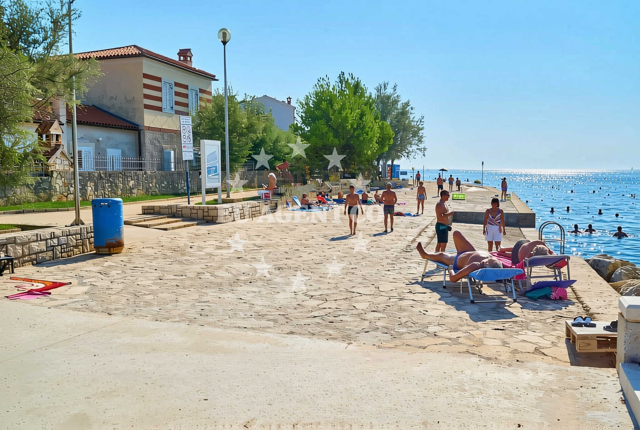 Shoreline and swimming area at Pinia, Poreč Beach in Pinia