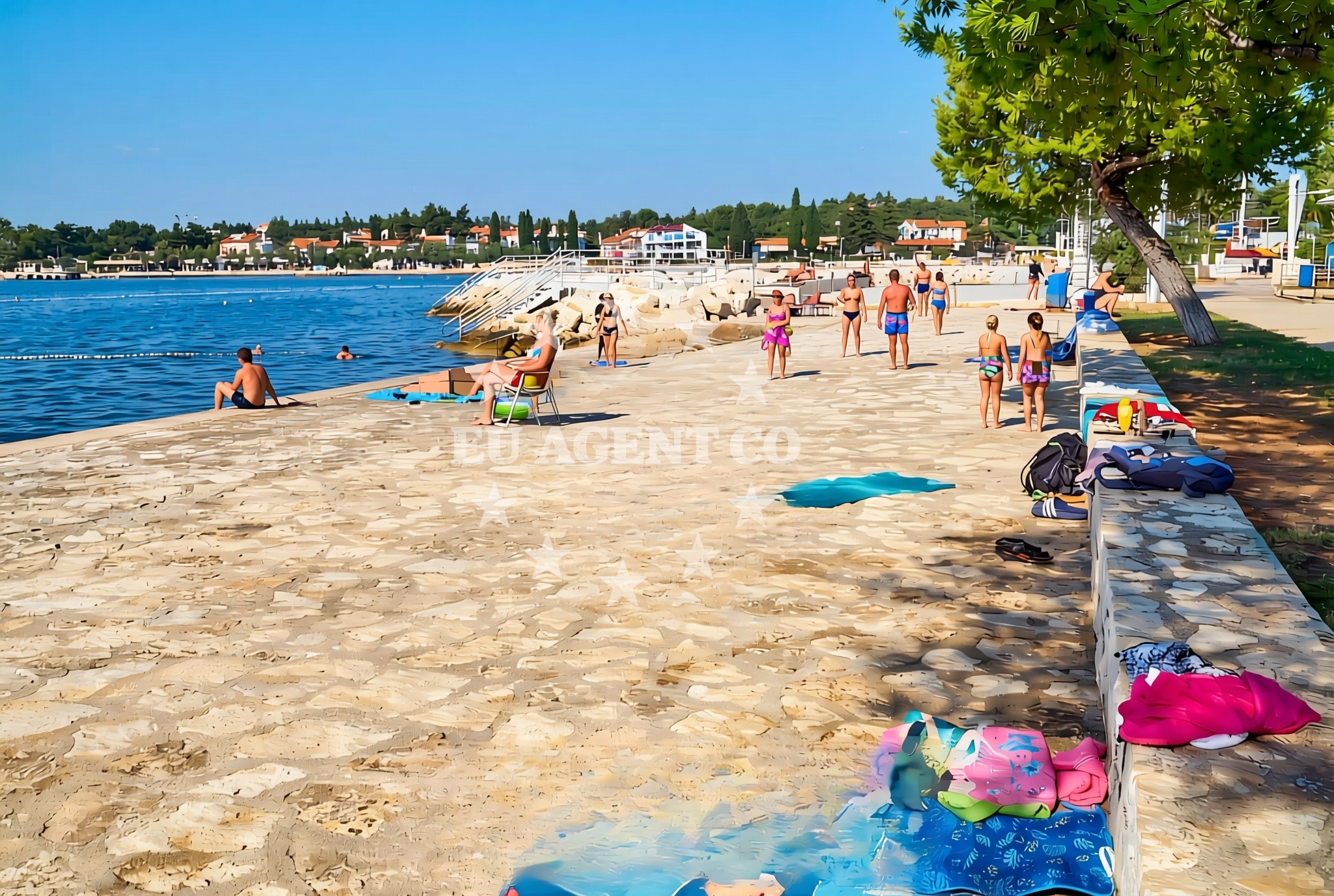Sea and coastal view of Pinia, Poreč Beach in Pinia
