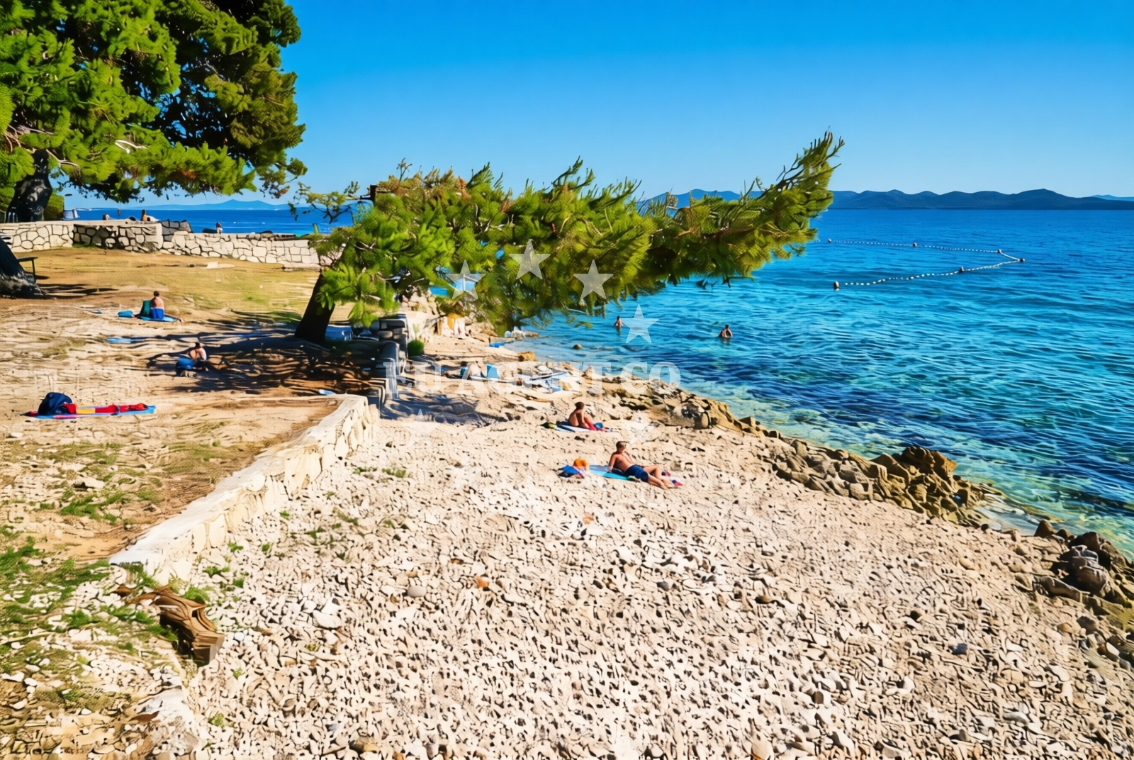 Shoreline and swimming area at Pinija, Petrčane Beach in Pinija