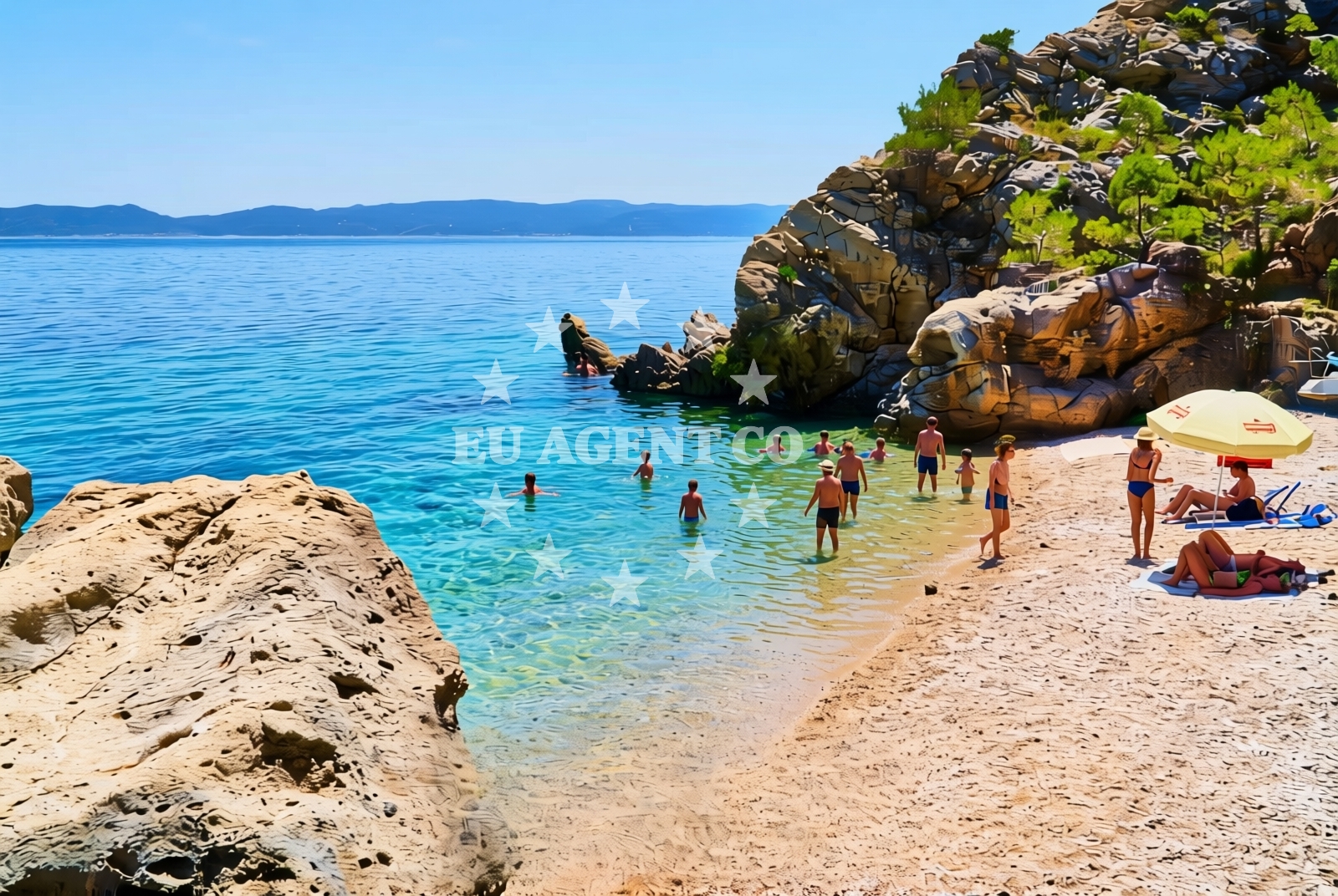 Shoreline and swimming area at Pisak: beaches and coves (7) in Pisak