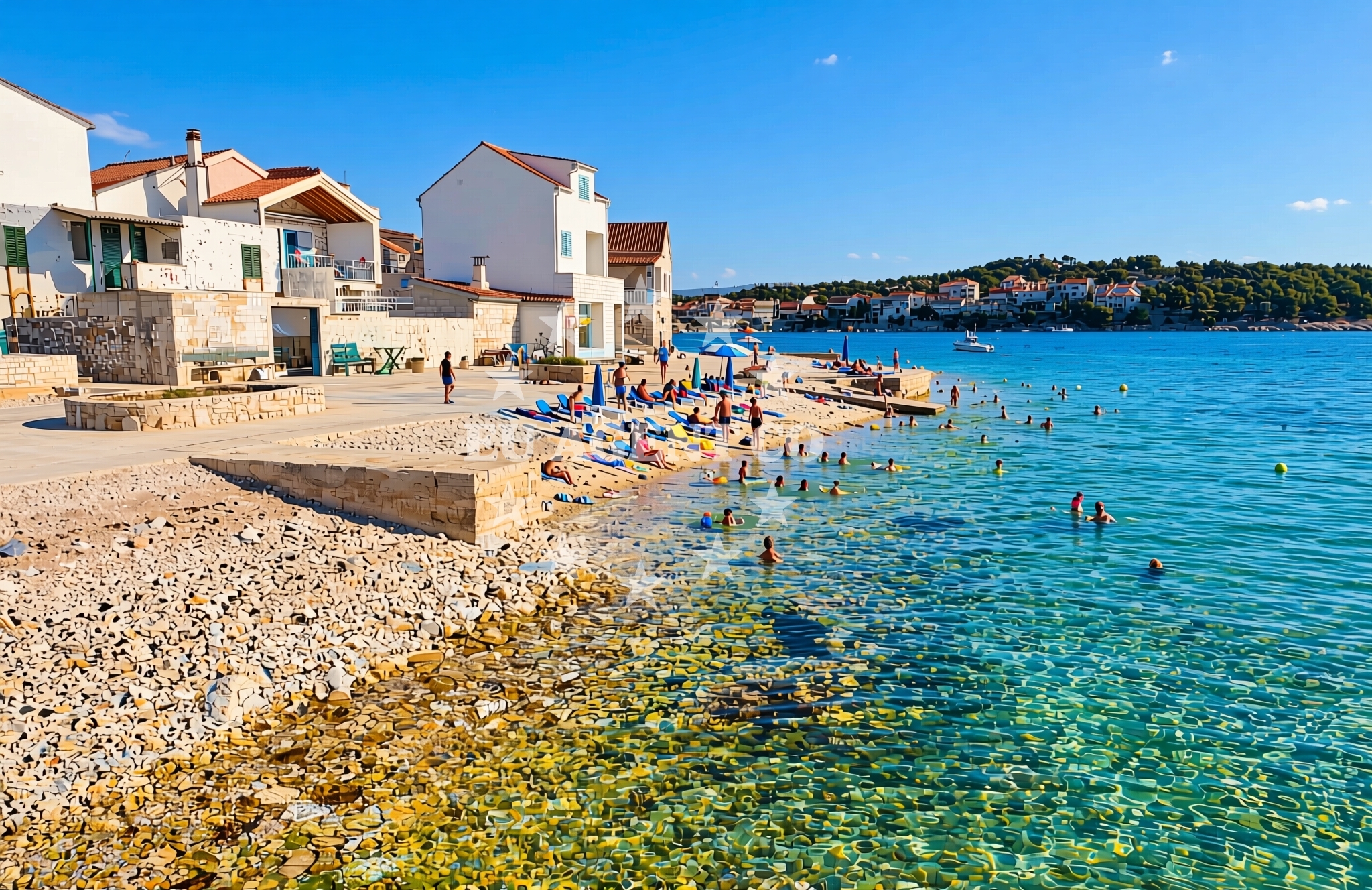 Overview of Pisak, Krapanj (Krapanj) Beach in Pisak
