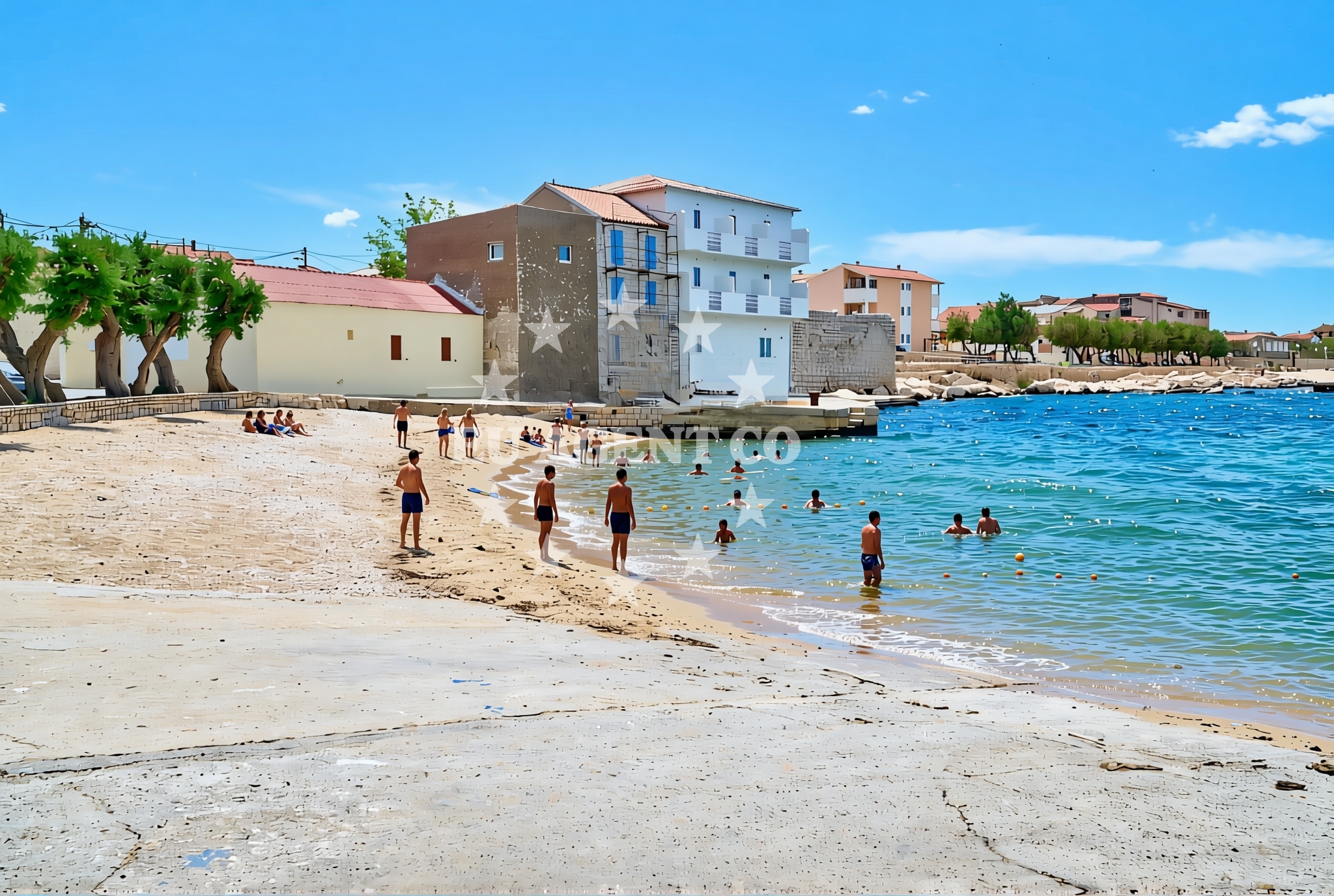 Shoreline and swimming area at Pisak, Ražanac Beach in Pisak