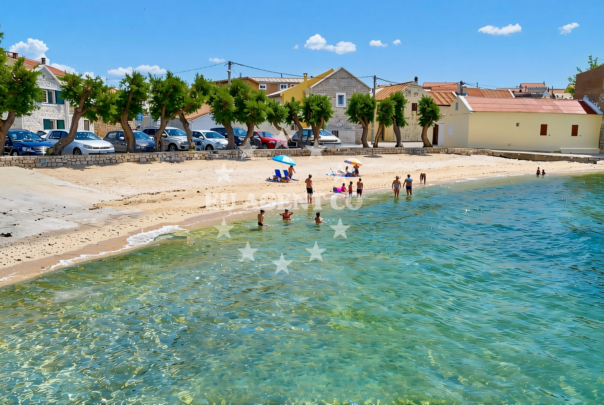 Sea and coastal view of Pisak, Ražanac Beach in Pisak