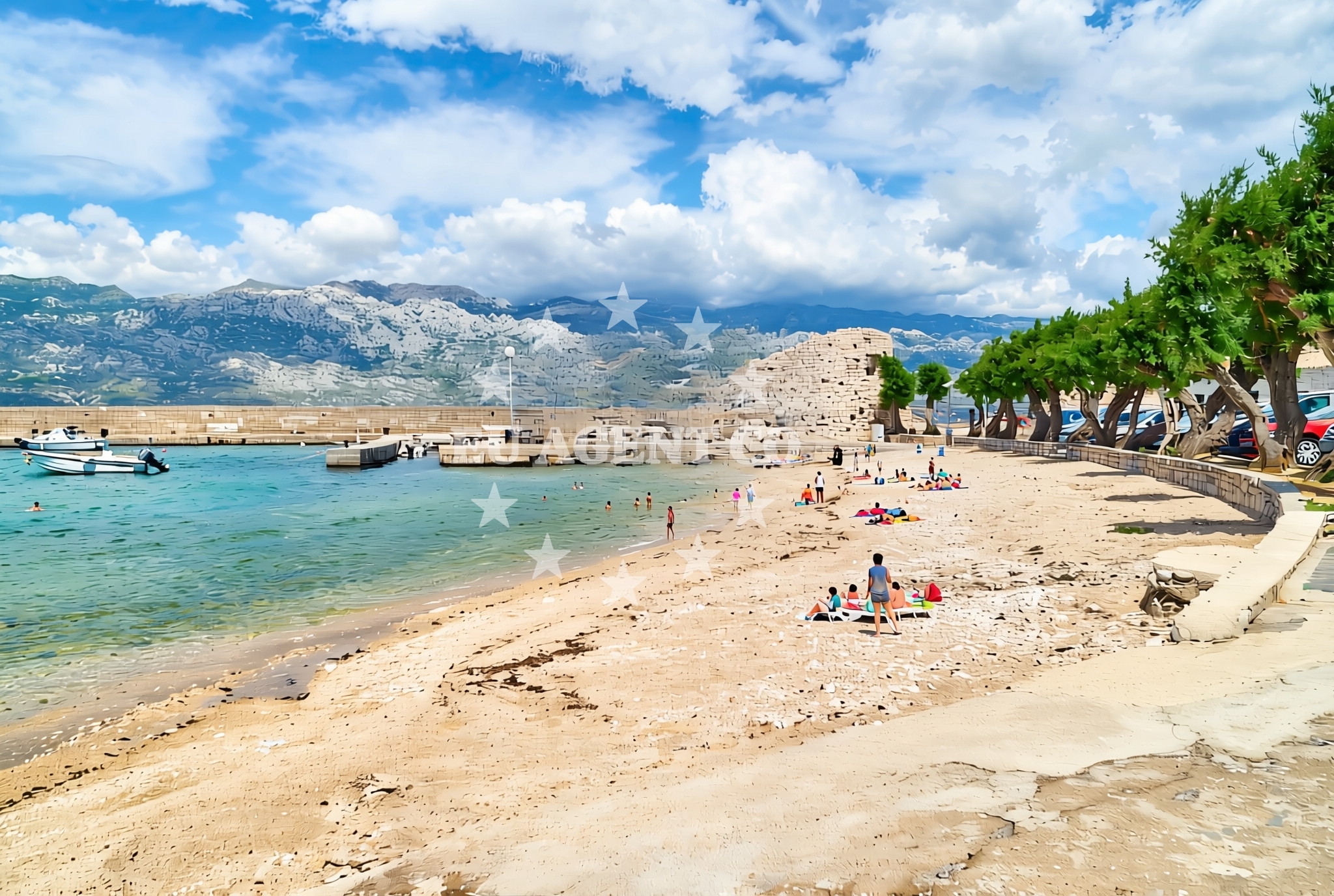 Beach facilities and surroundings at Pisak, Ražanac Beach in Pisak