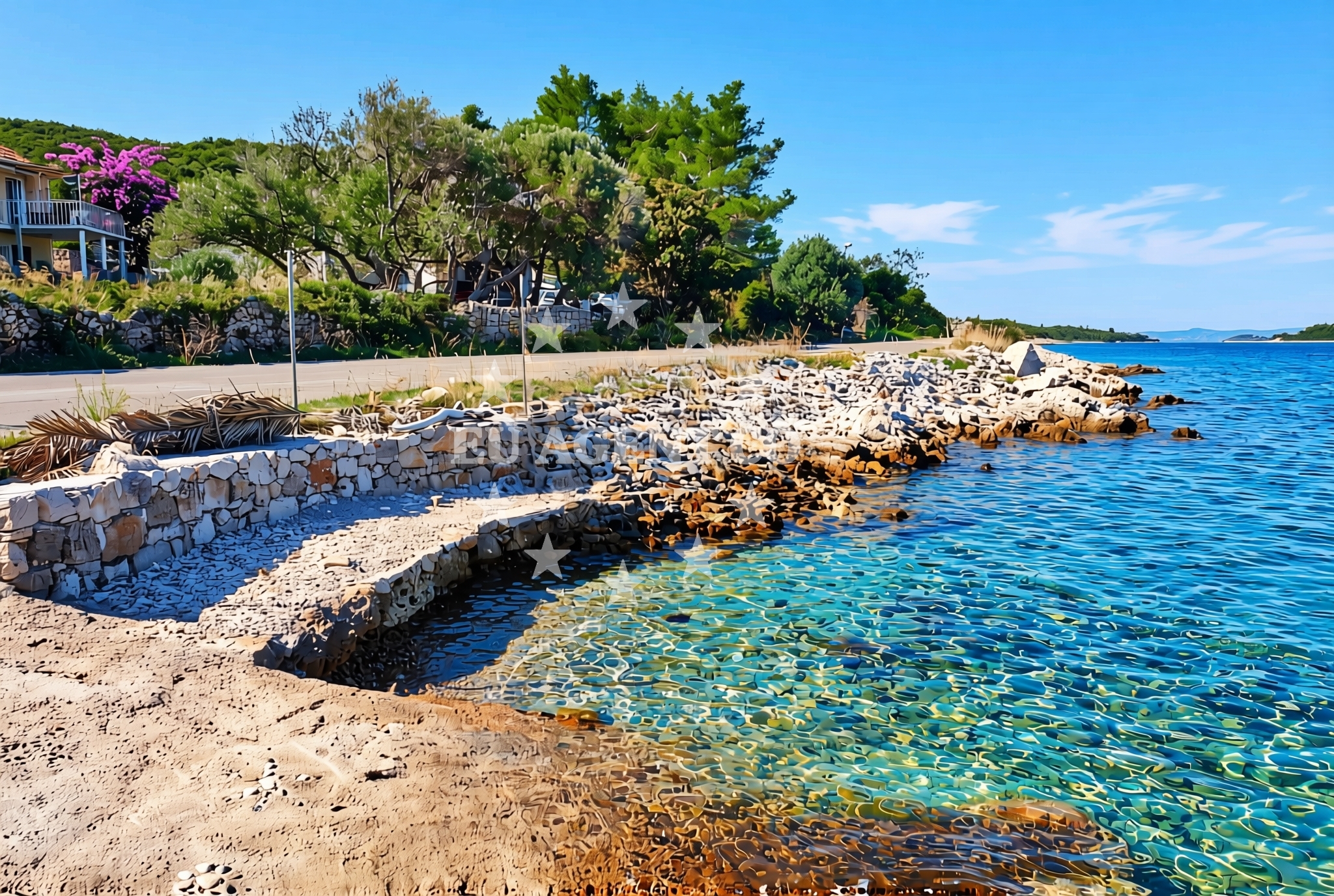 Shoreline and swimming area at Piske, Pupnat (Korčula) Beach in Piske