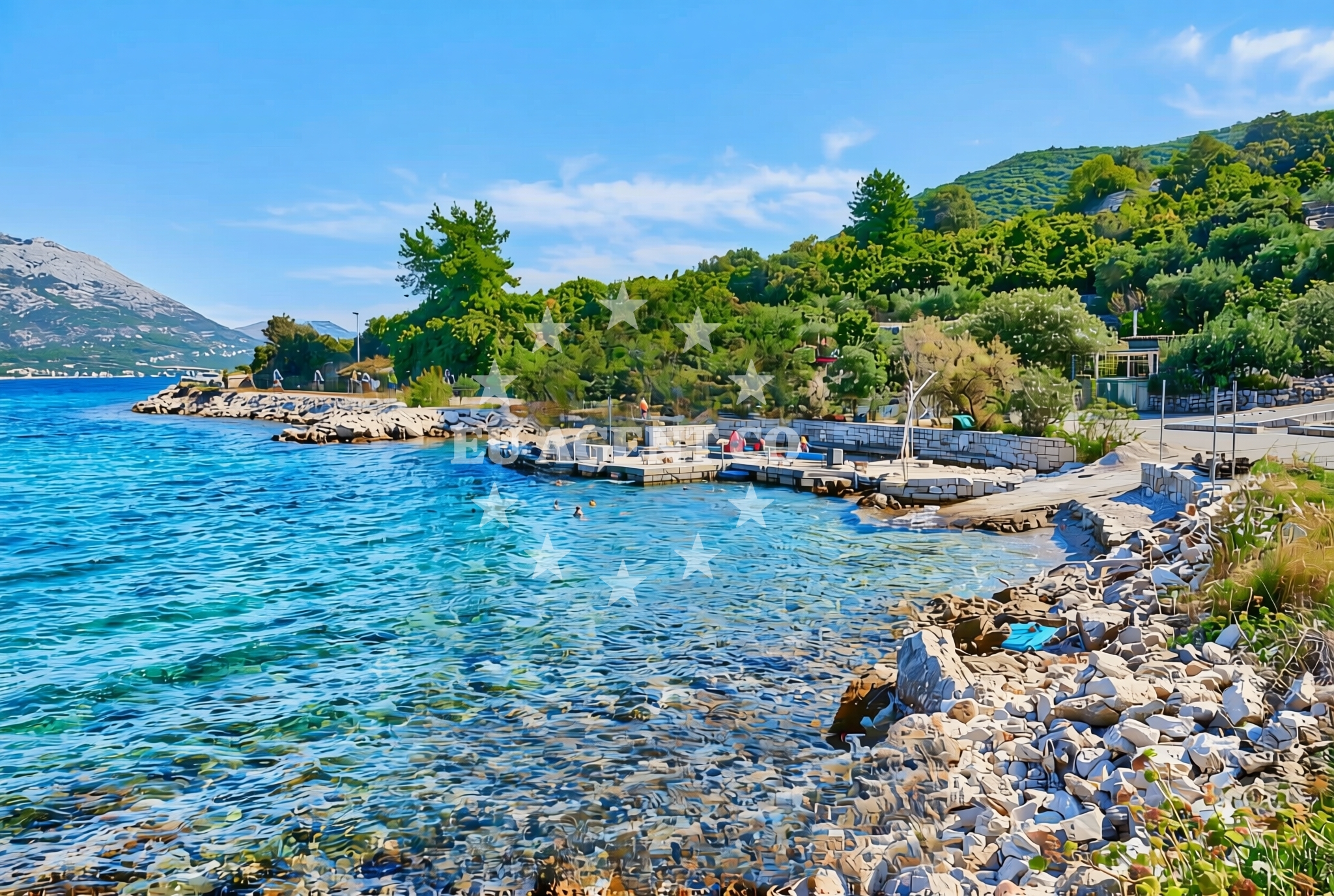 Sea and coastal view of Piske, Pupnat (Korčula) Beach in Piske