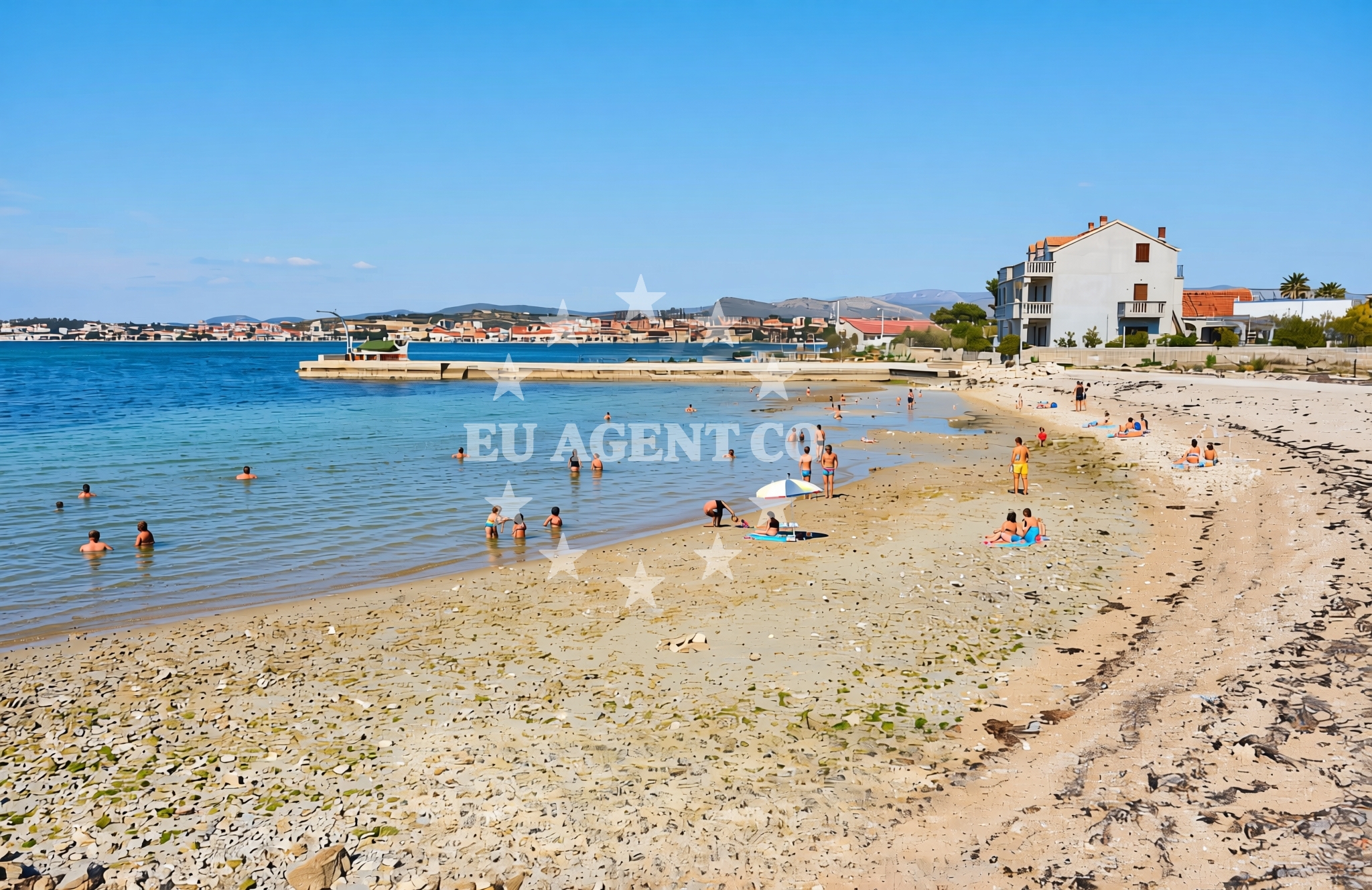 Overview of Pješčana plaža, Krapanj (Krapanj) Beach in Pješčana plaža