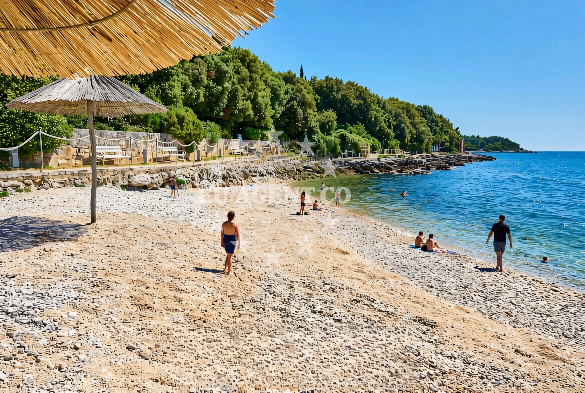 Shoreline and swimming area at Pješčana Uvala: beaches and coves (3) in Pješčana Uvala