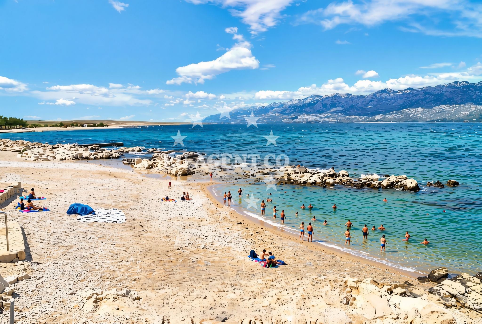 Sea and coastal view of Pježavac, Ražanac Beach in Pježavac
