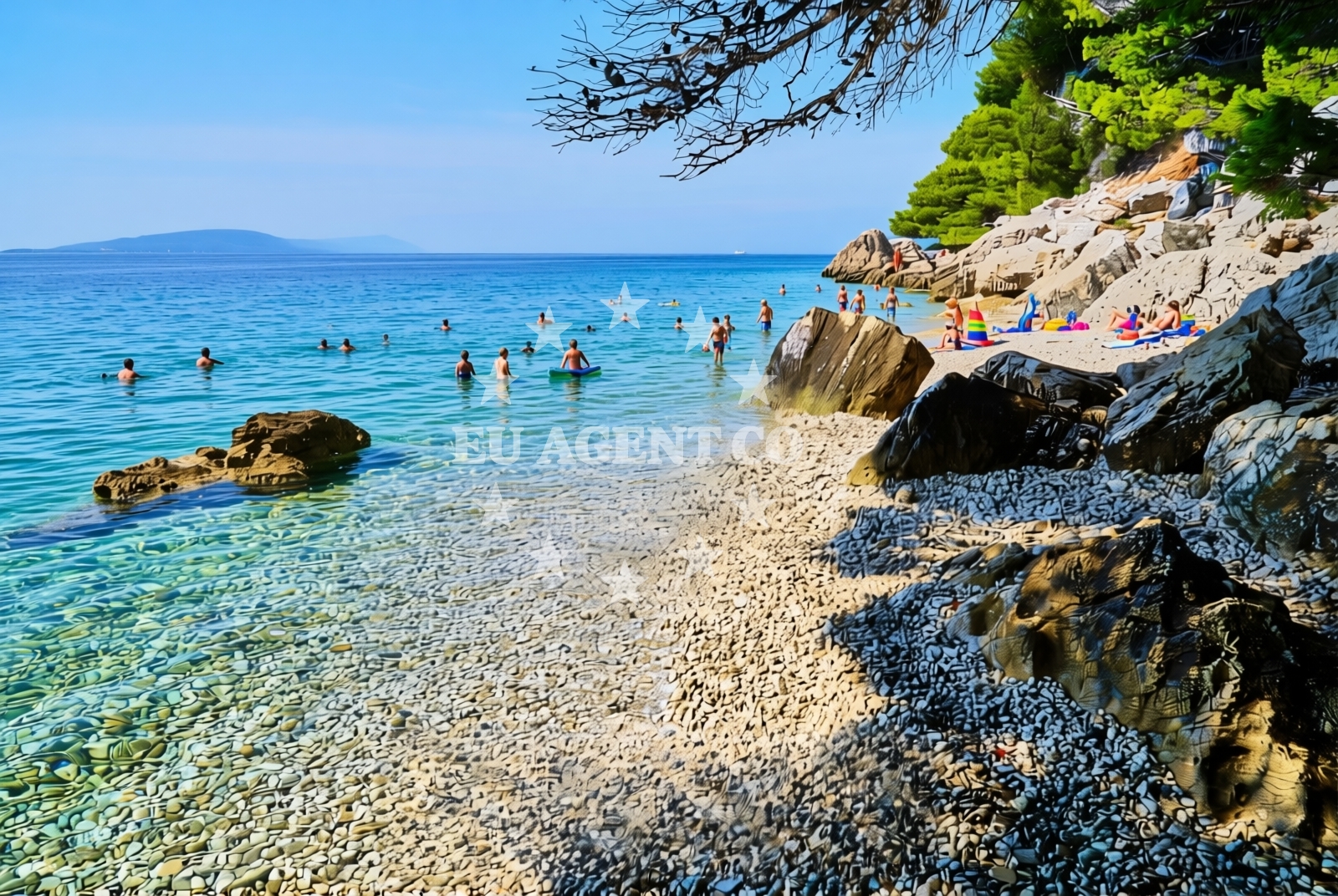 Shoreline and swimming area at Plana istok, Zaostrog Beach in Plana istok