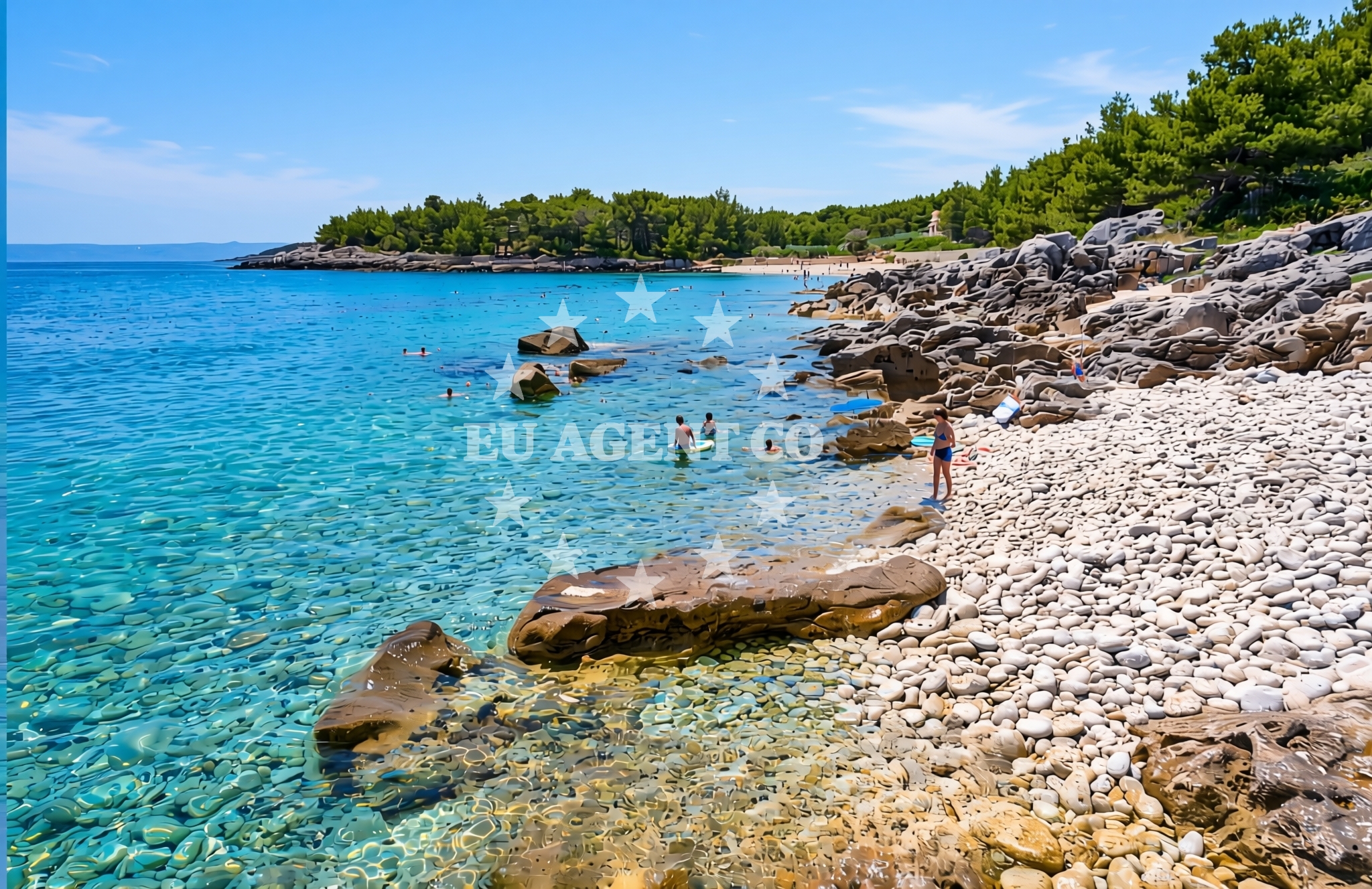 Sea and coastal view of Planik, Sumartin (Brač) Beach in Planik