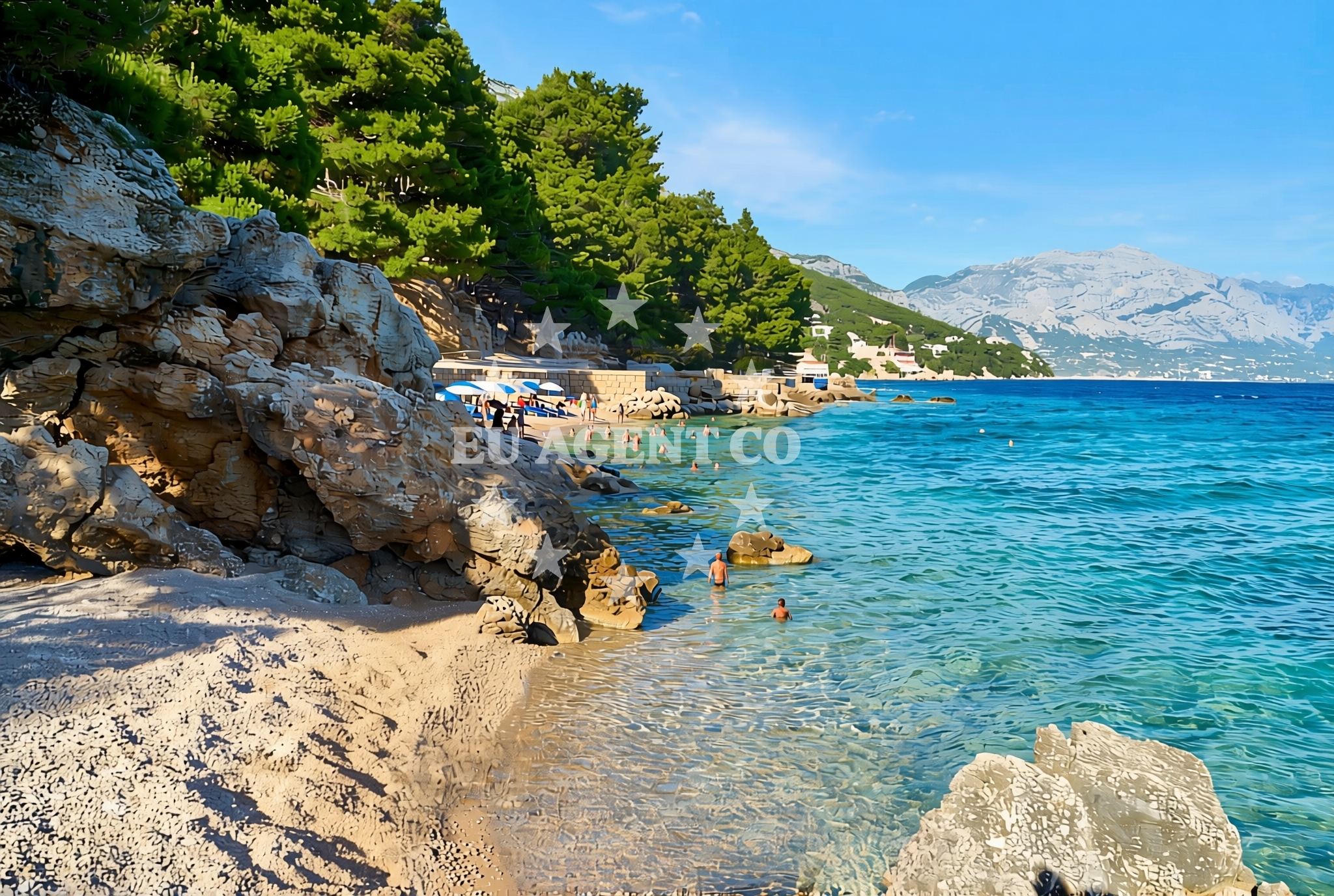 Overview of Planike istok, Mimice Beach in Planike istok
