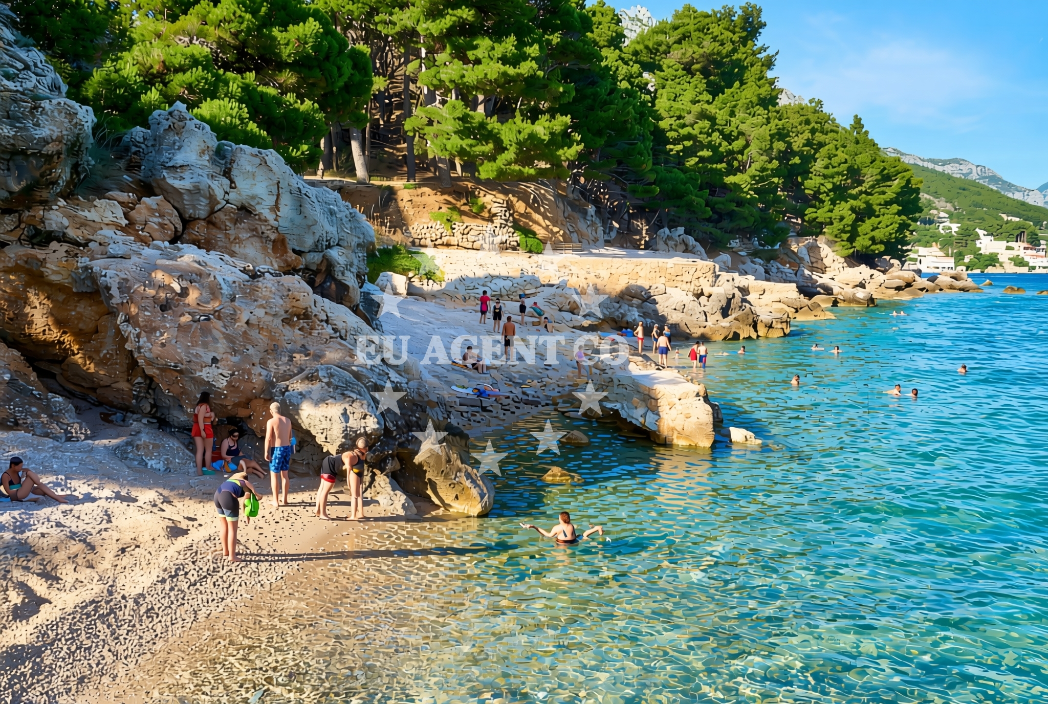 Sea and coastal view of Planike istok, Mimice Beach in Planike istok