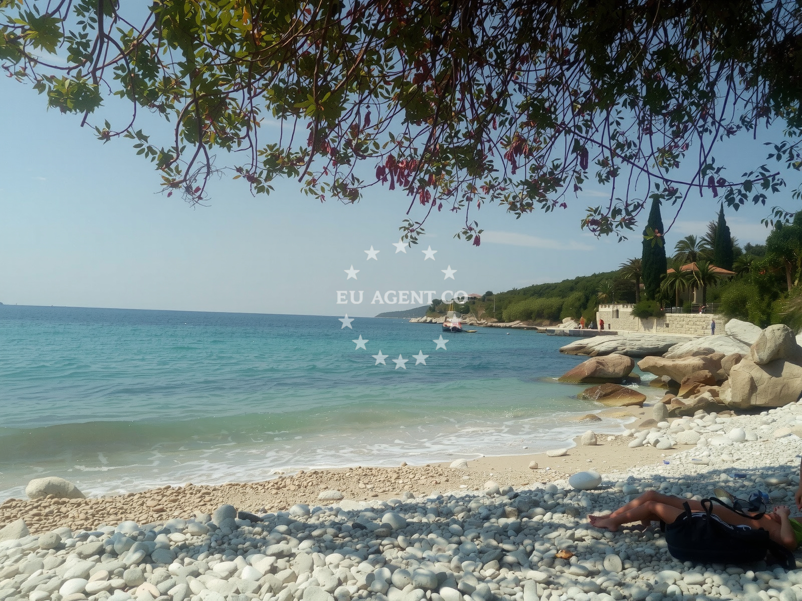 Beach facilities and surroundings at Plat beach in Plat 18, Mlini