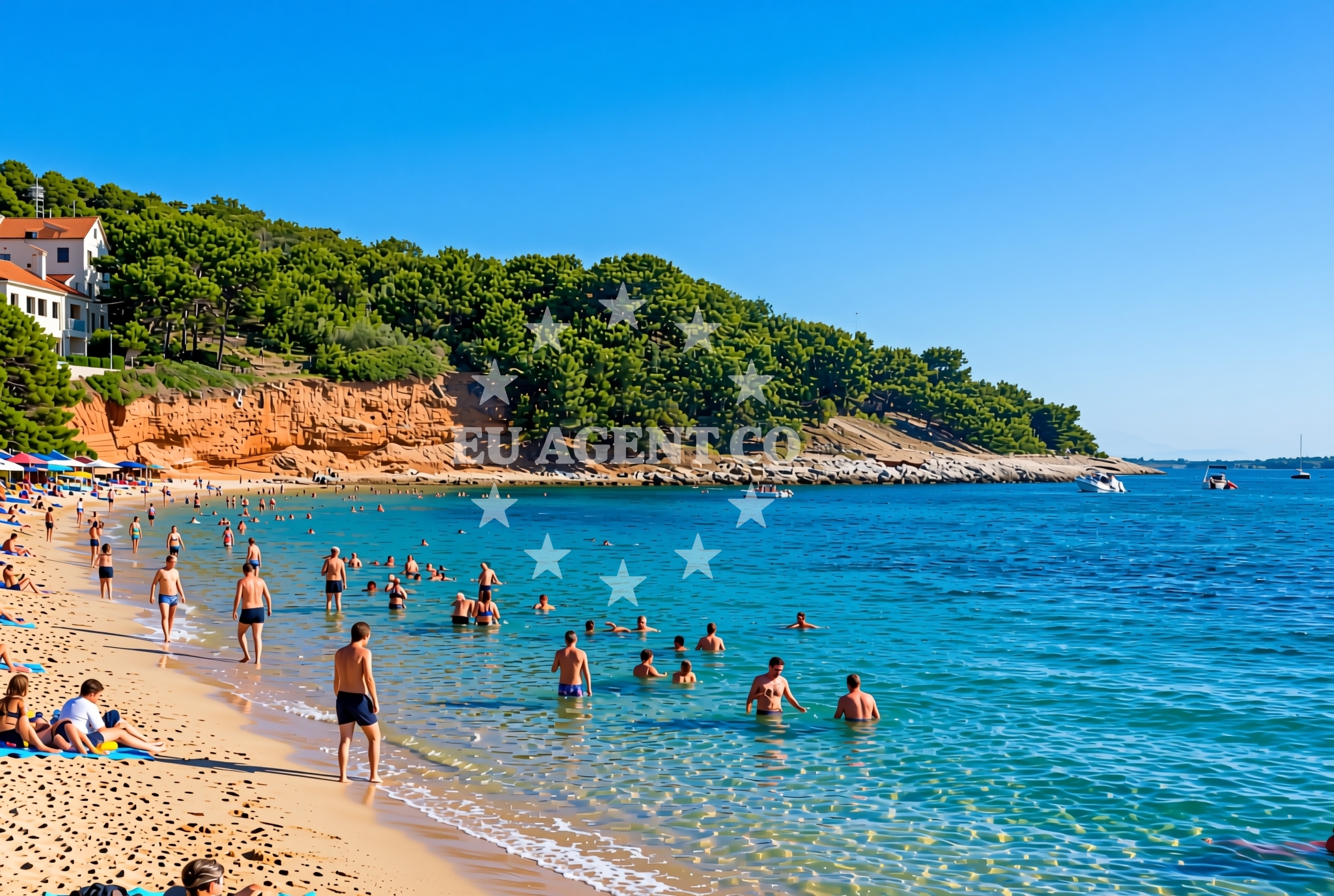 Shoreline and swimming area at Plati, Vrgada (Vrgada) Beach in Plati