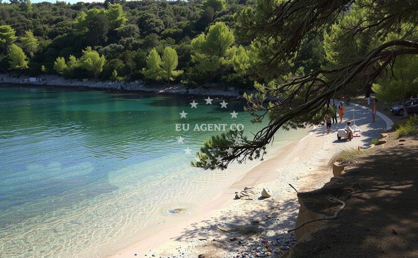Beach facilities and surroundings at Plaz Porterusa in , Jelsa