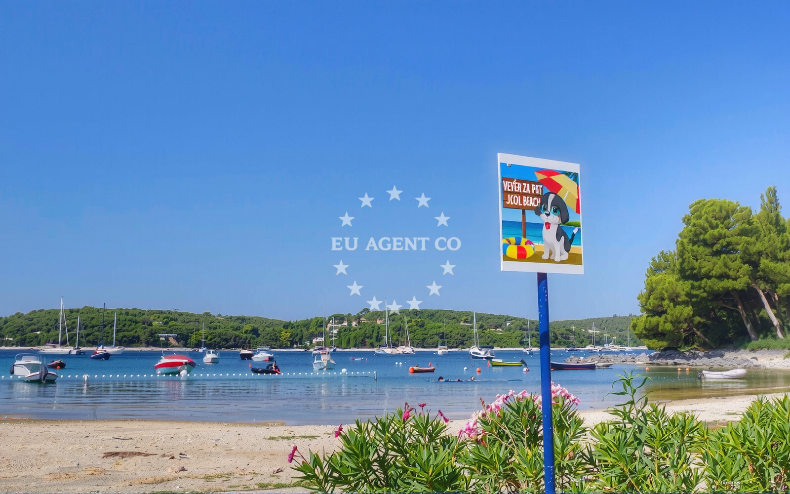 Sea and coastal view of Plaza Artatore in , Cunski