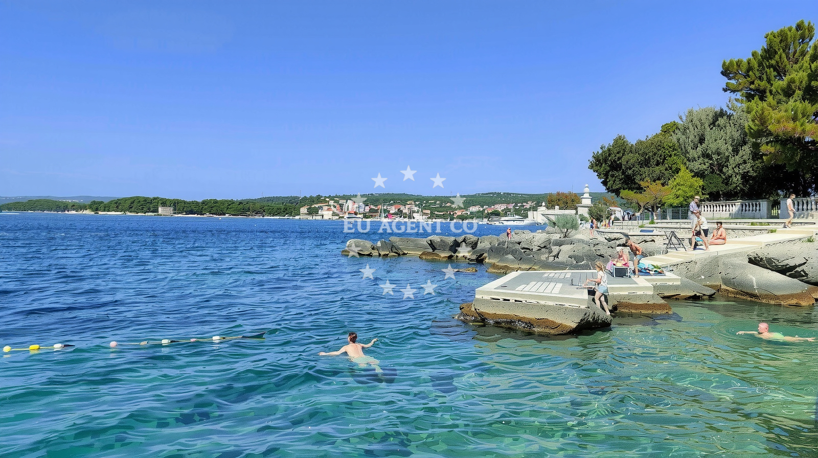 Shoreline and swimming area at Plaza Borik in , Krk