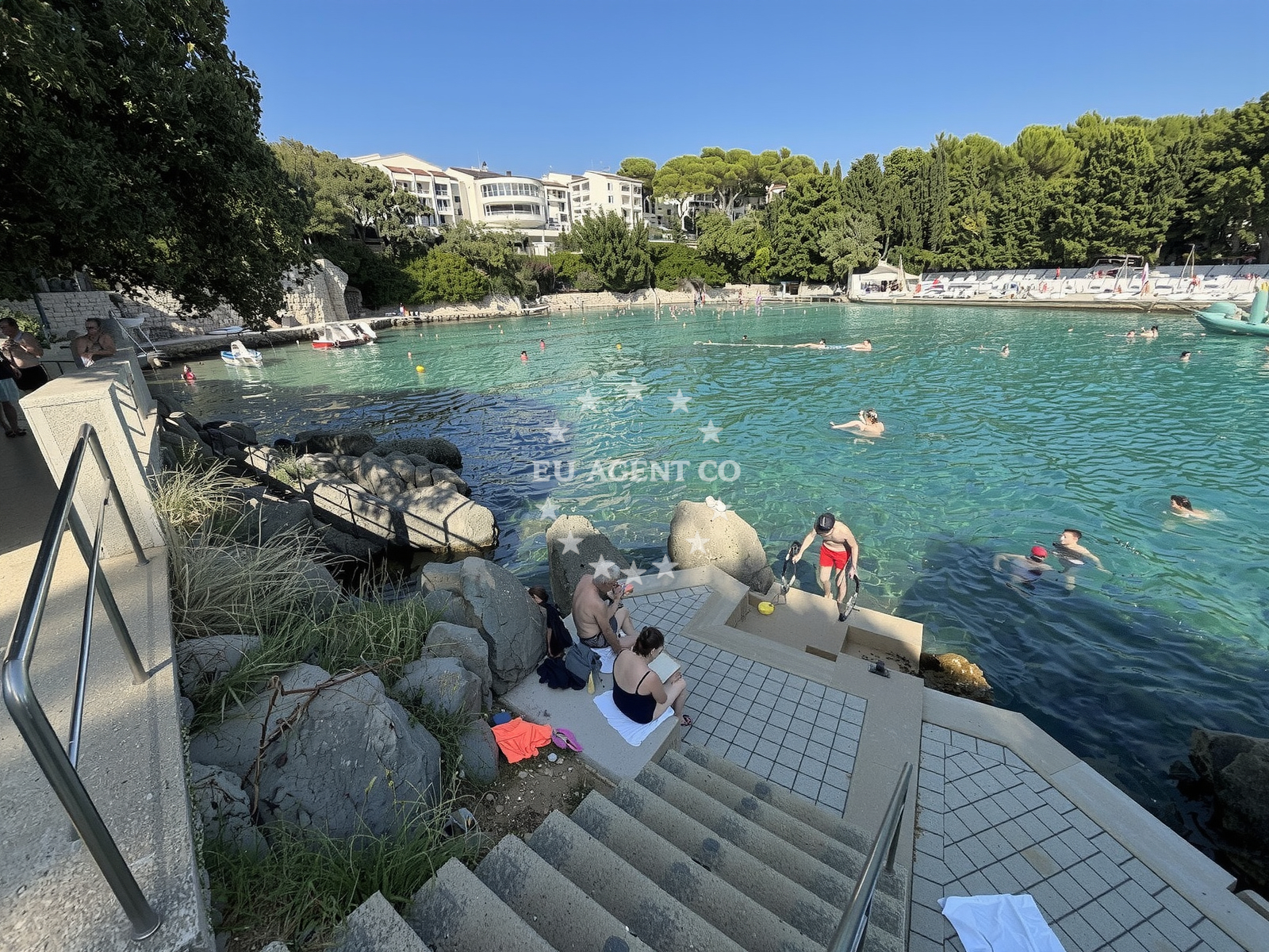 Sea and coastal view of Plaza Borik in , Krk