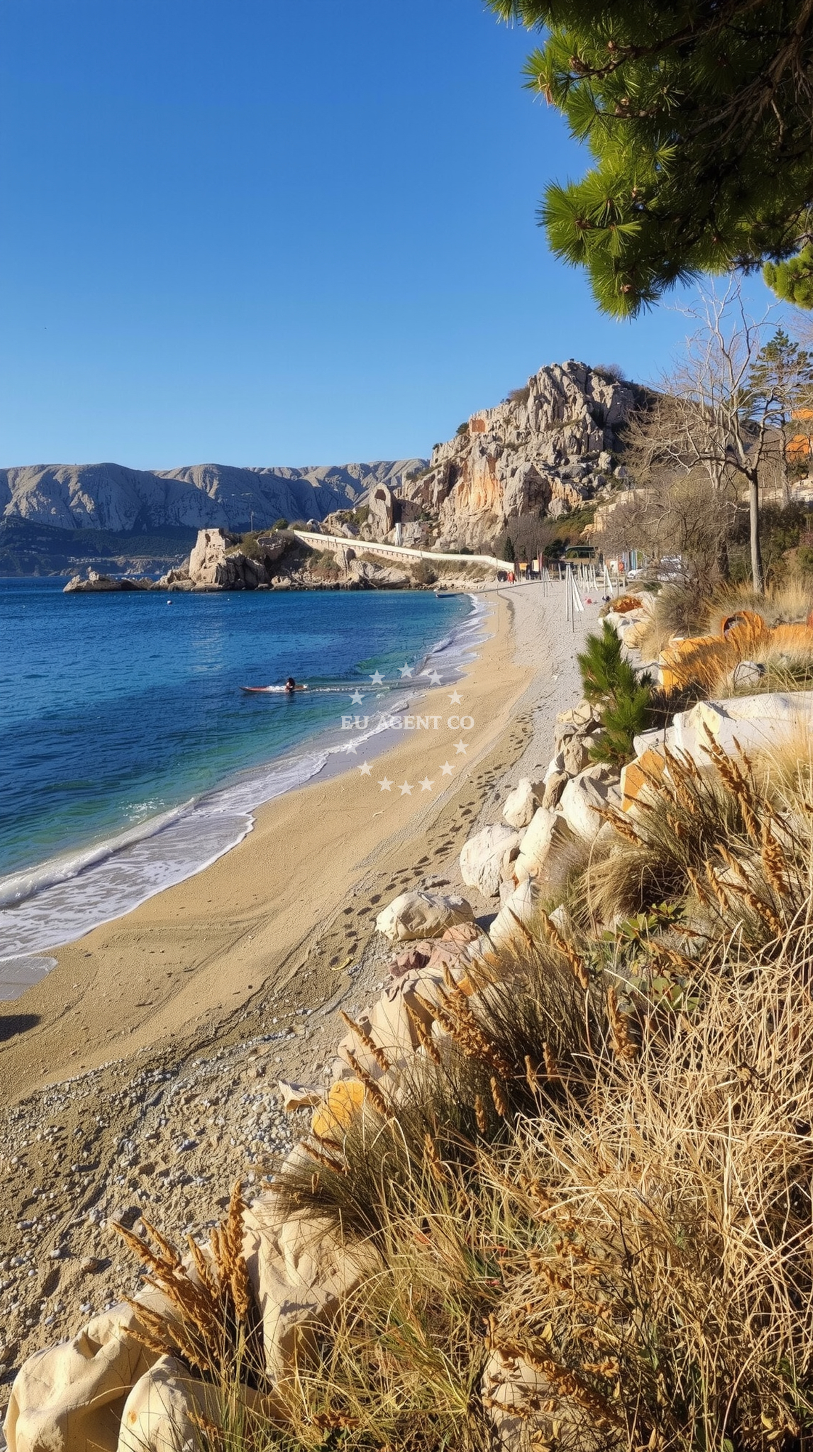 Shoreline and swimming area at Plaza Bunculuka in Kricin 10, Baška